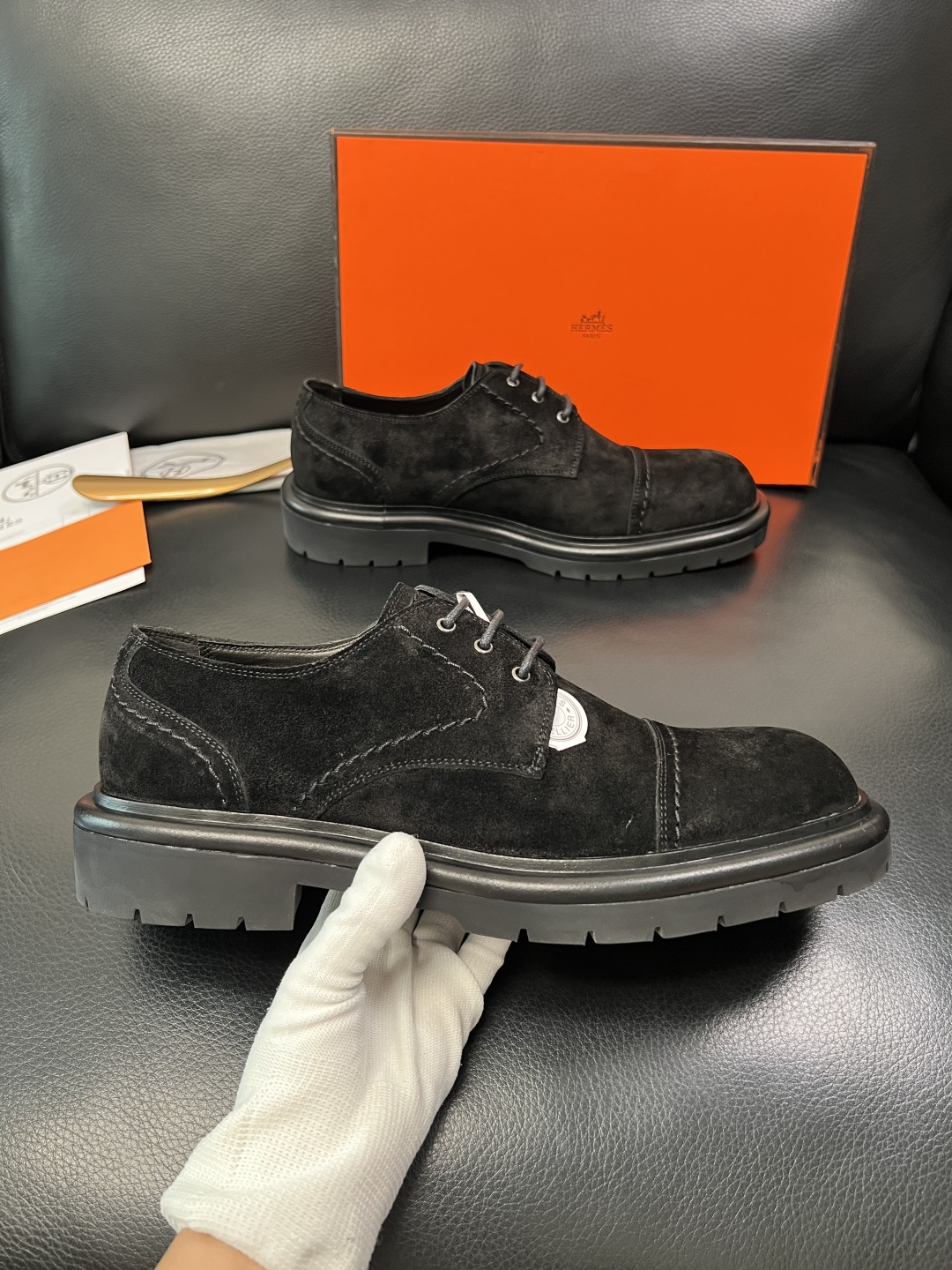Hermes 高品质 顶级工艺品 爱马仕 皮鞋专柜同步发售原厂配置，意大利进口原版牛皮面料，高品质拼接工