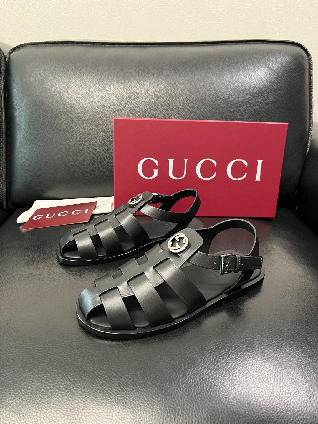 Gucci 高品质 顶级工艺品 古奇 拖鞋专柜新款原厂配置，意大利进口牛皮面料，进口牛皮内里垫，透气舒适