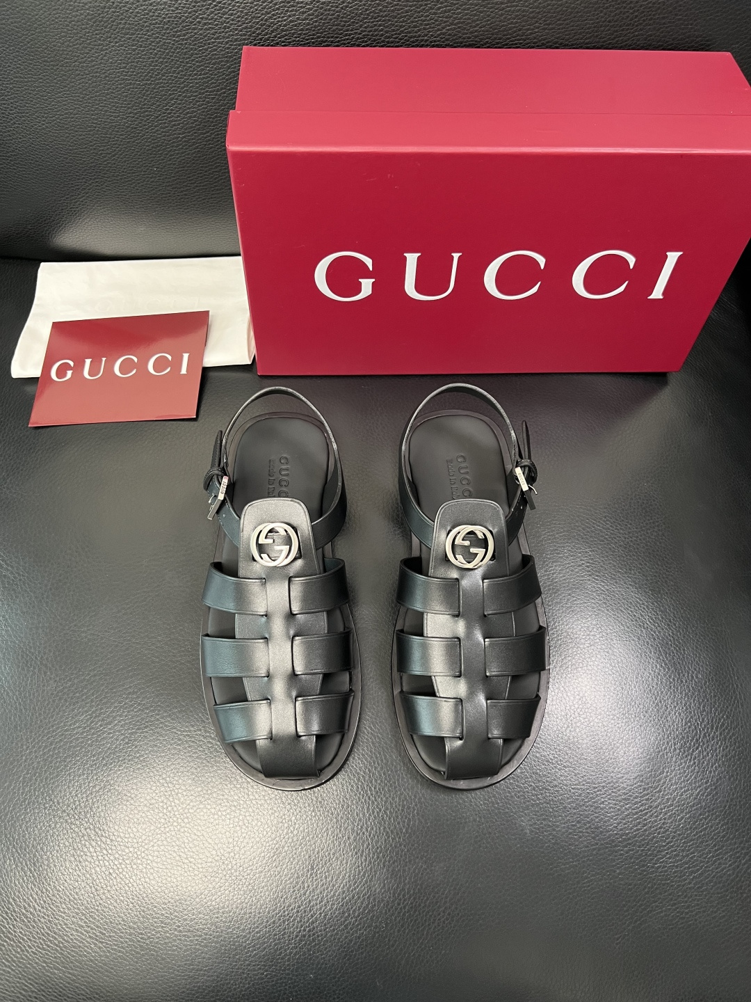 Gucci 高品质 顶级工艺品 古奇 拖鞋专柜新款原厂配置，意大利进口牛皮面料，进口牛皮内里垫，透气舒适