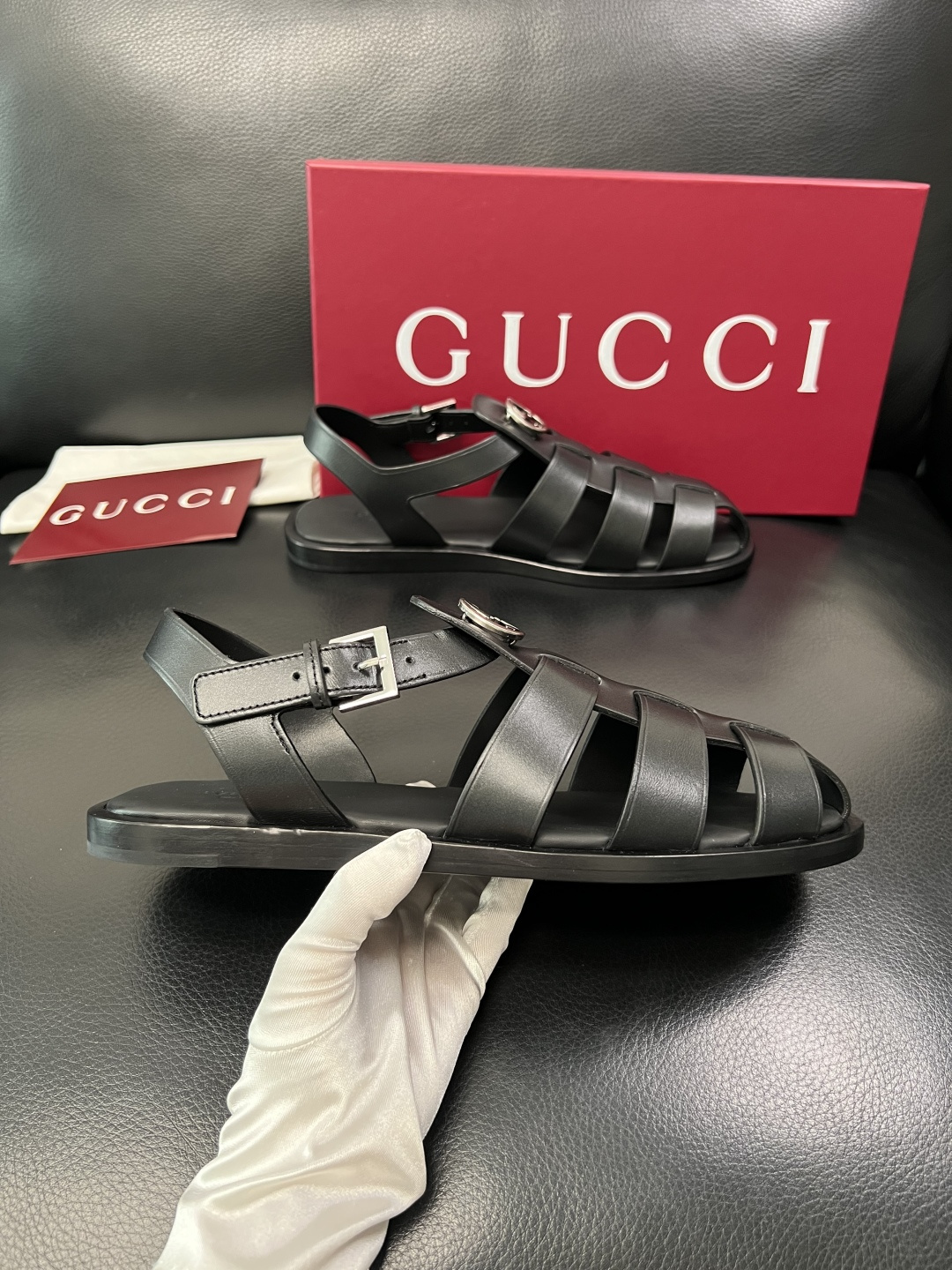 Gucci 高品质 顶级工艺品 古奇 拖鞋专柜新款原厂配置，意大利进口牛皮面料，进口牛皮内里垫，透气舒适
