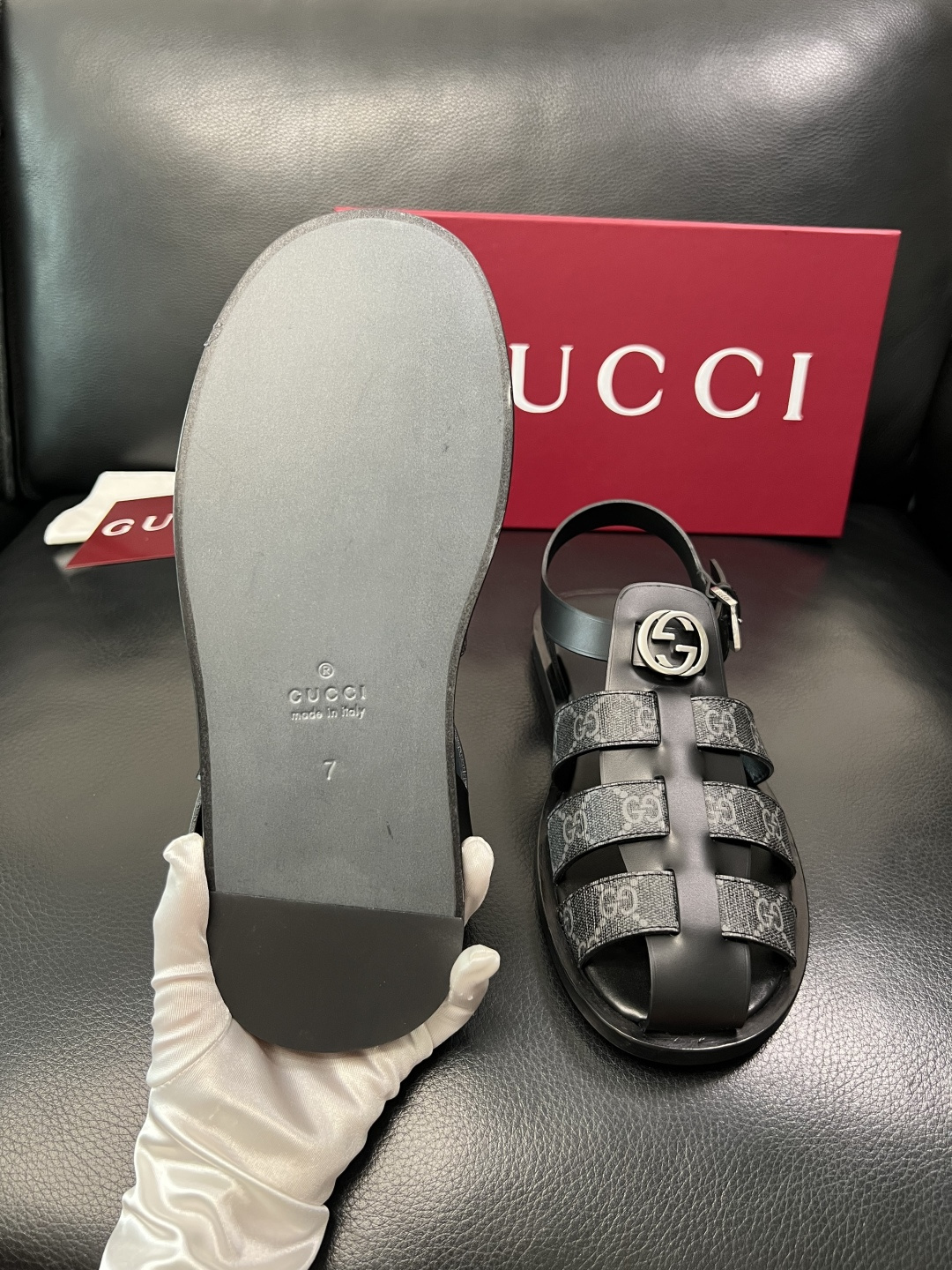 Gucci 高品质 顶级工艺品 古奇 拖鞋专柜新款原厂配置，意大利进口牛皮面料，进口牛皮内里垫，透气舒适