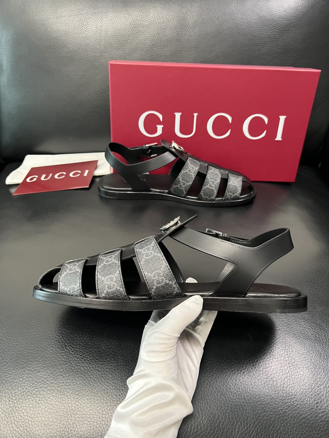 Gucci 高品质 顶级工艺品 古奇 拖鞋专柜新款原厂配置，意大利进口牛皮面料，进口牛皮内里垫，透气舒适