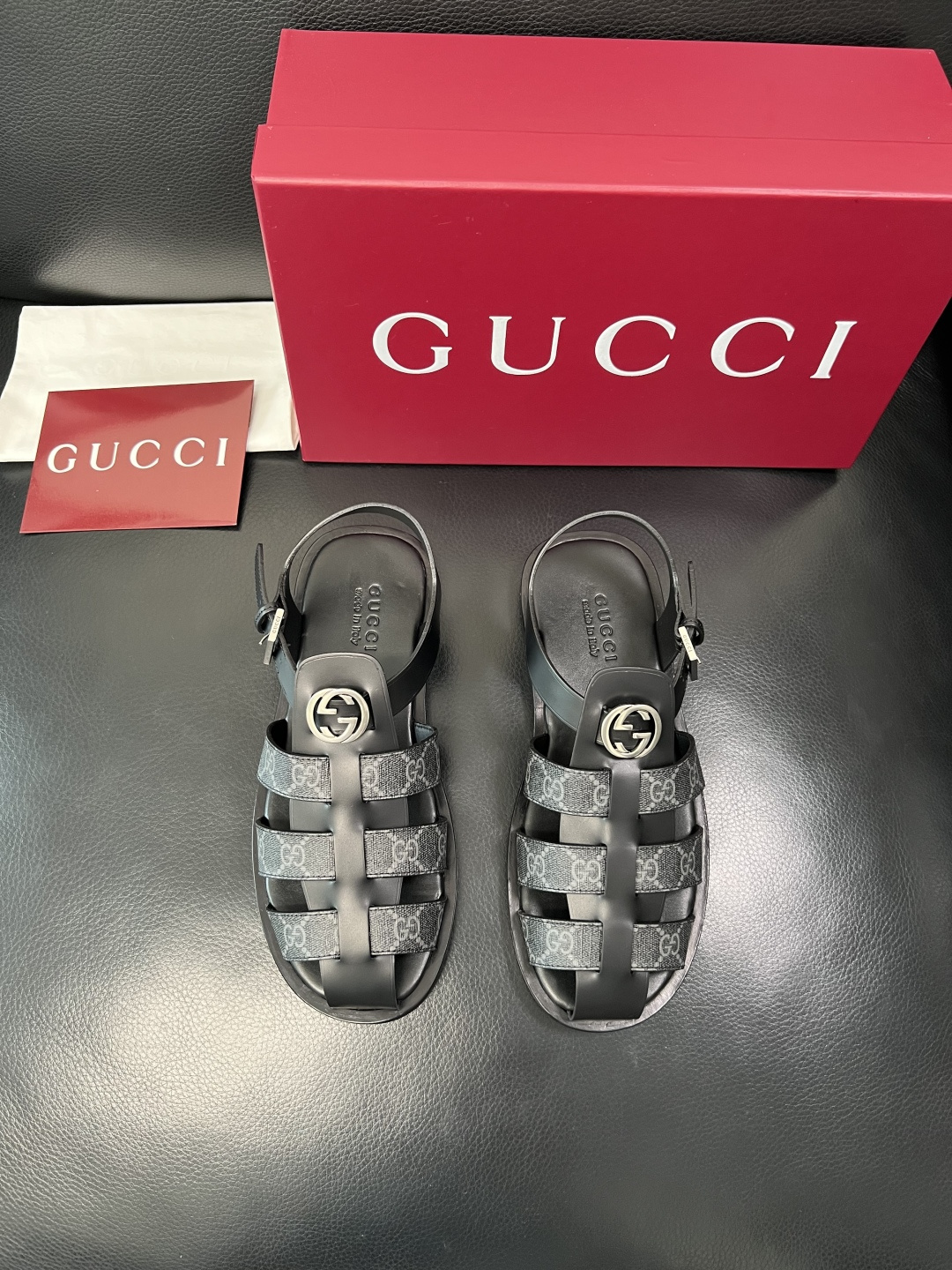 Gucci 高品质 顶级工艺品 古奇 拖鞋专柜新款原厂配置，意大利进口牛皮面料，进口牛皮内里垫，透气舒适