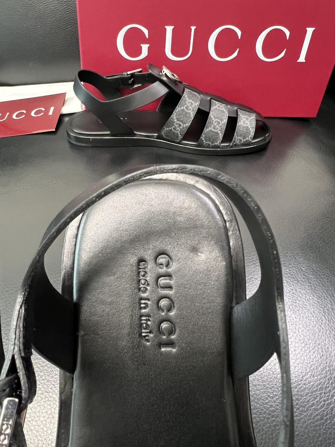 Gucci 高品质 顶级工艺品 古奇 拖鞋专柜新款原厂配置，意大利进口牛皮面料，进口牛皮内里垫，透气舒适