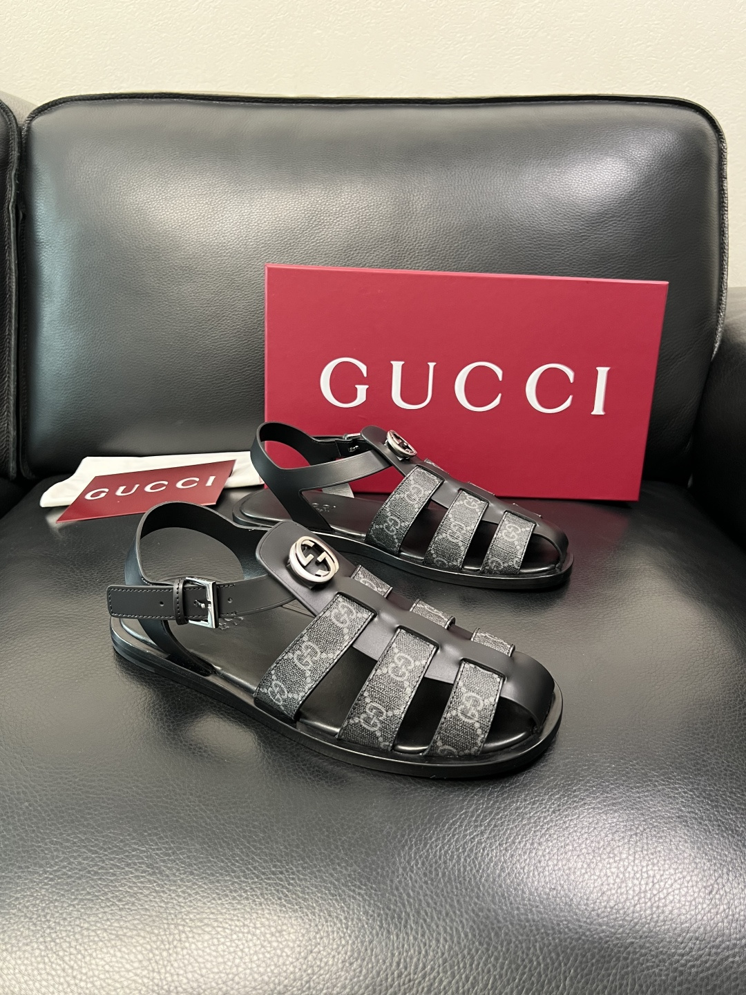 Gucci 高品质 顶级工艺品 古奇 拖鞋专柜新款原厂配置，意大利进口牛皮面料，进口牛皮内里垫，透气舒适