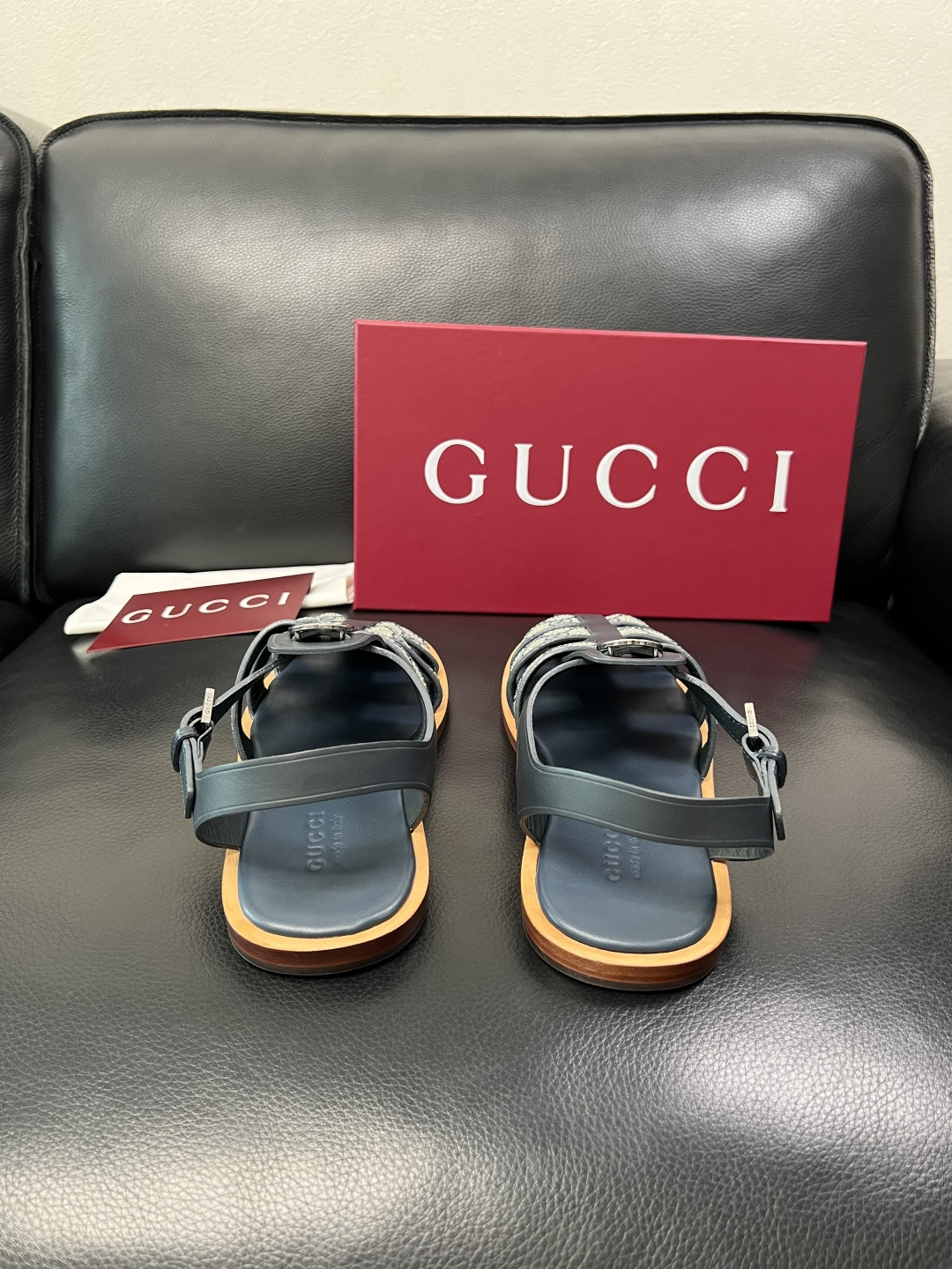Gucci 高品质 顶级工艺品 古奇 拖鞋专柜新款原厂配置，意大利进口牛皮面料，进口牛皮内里垫，透气舒适
