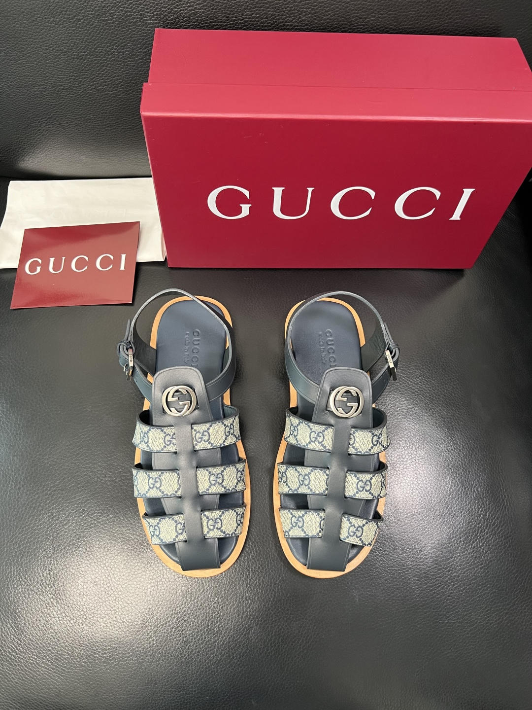 Gucci 高品质 顶级工艺品 古奇 拖鞋专柜新款原厂配置，意大利进口牛皮面料，进口牛皮内里垫，透气舒适