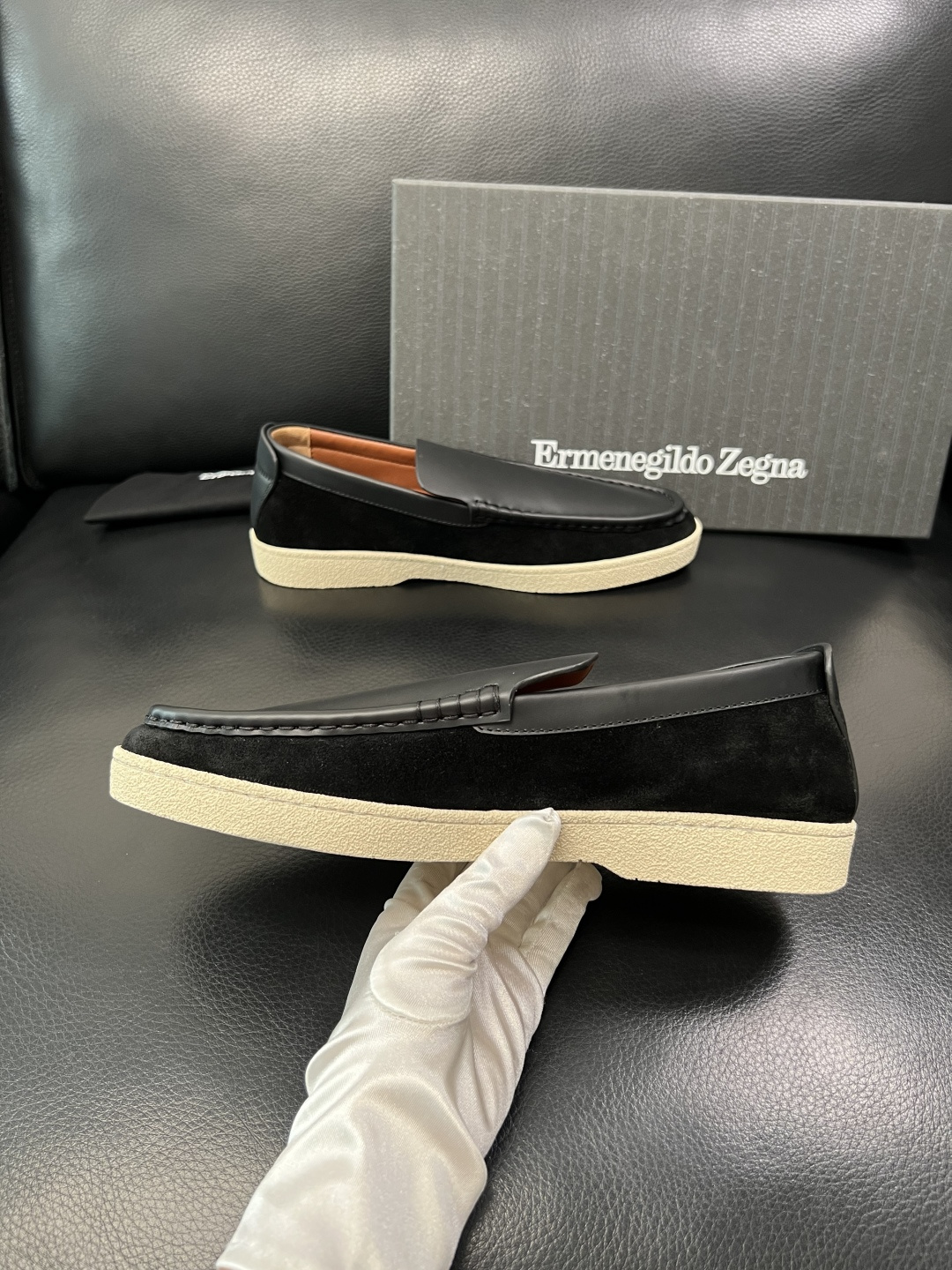 Zegna 高品质 顶级工艺品 杰尼亚 专柜新款原厂配置，意大利进口牛皮面料，进口牛里垫，透气舒适，鞋底