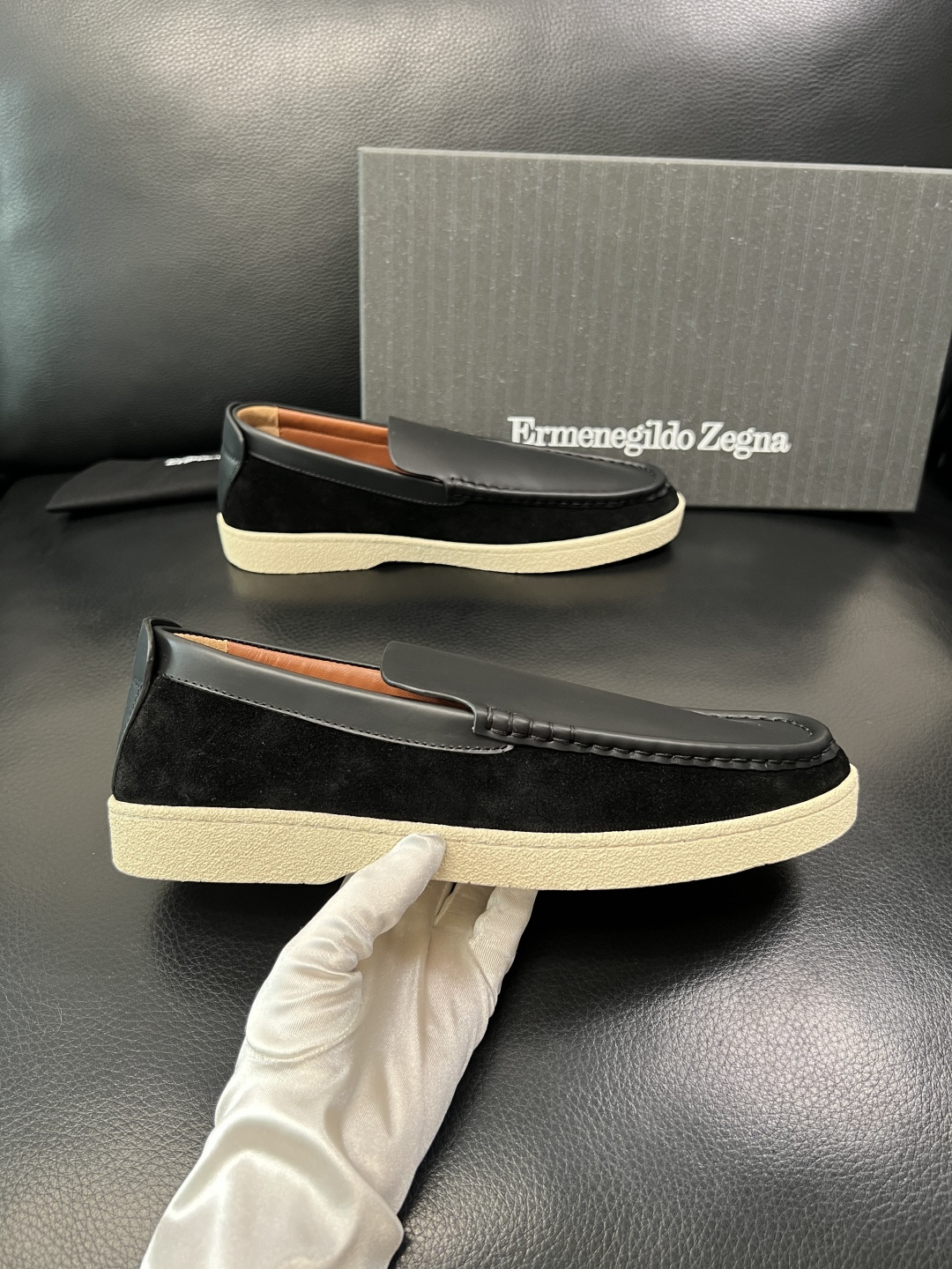 Zegna 高品质 顶级工艺品 杰尼亚 专柜新款原厂配置，意大利进口牛皮面料，进口牛里垫，透气舒适，鞋底