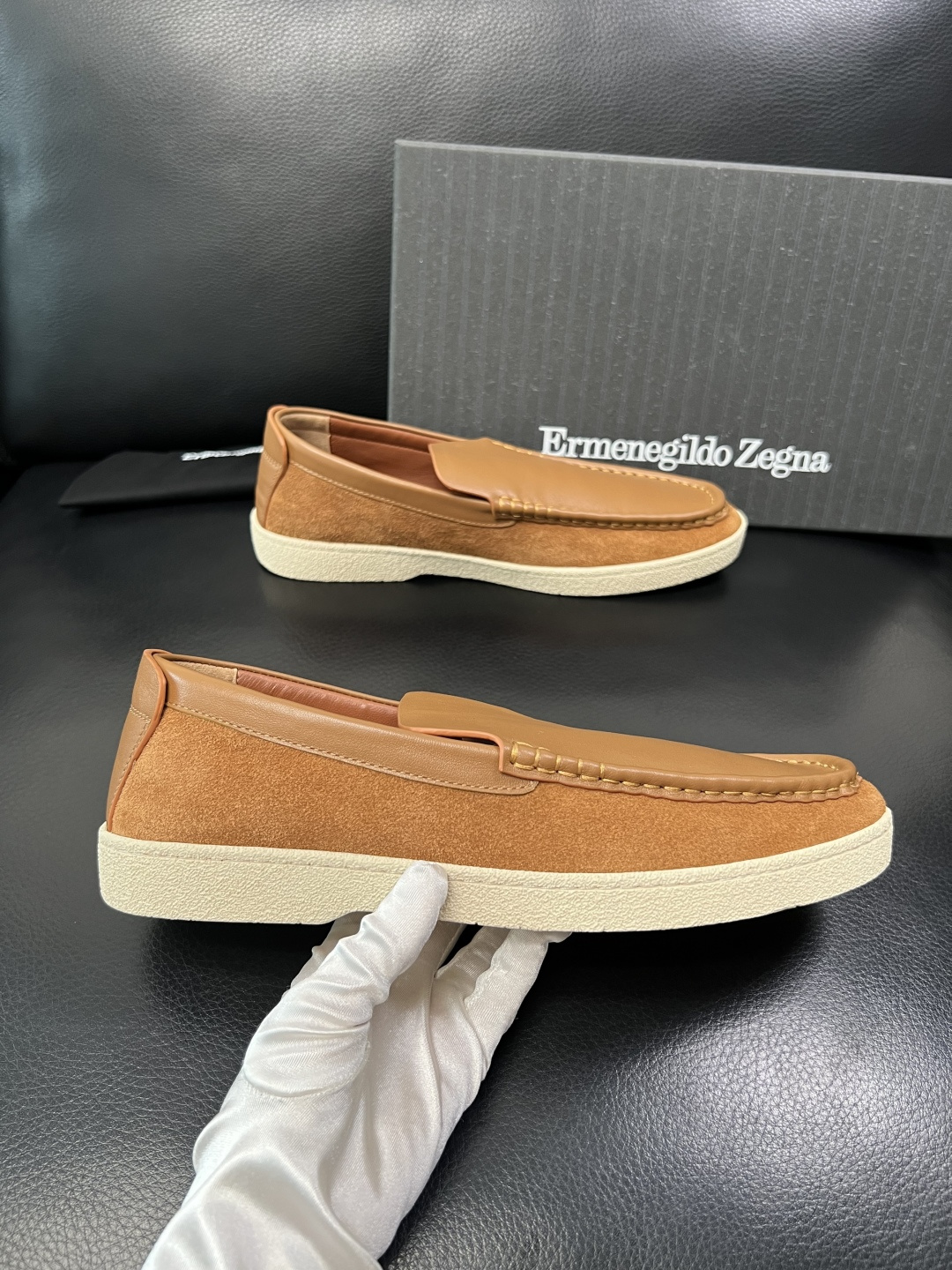 Zegna 高品质 顶级工艺品 杰尼亚 专柜新款原厂配置，意大利进口牛皮面料，进口牛里垫，透气舒适，鞋底