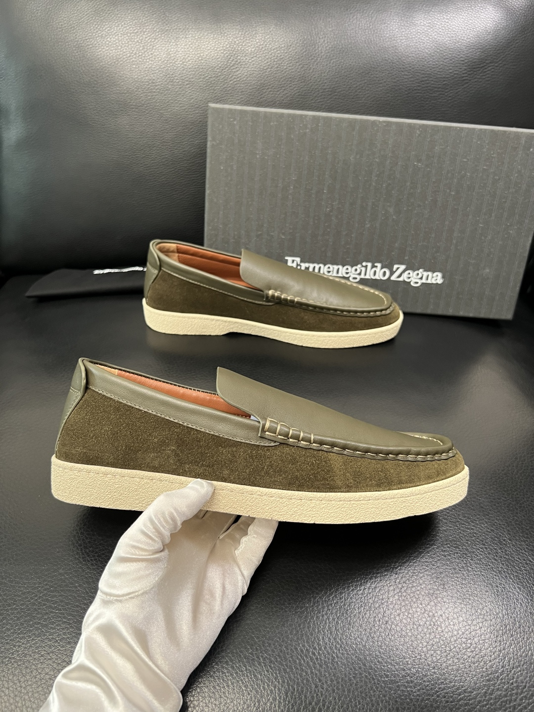 Zegna 高品质 顶级工艺品 杰尼亚 专柜新款原厂配置，意大利进口牛皮面料，进口牛里垫，透气舒适，鞋底