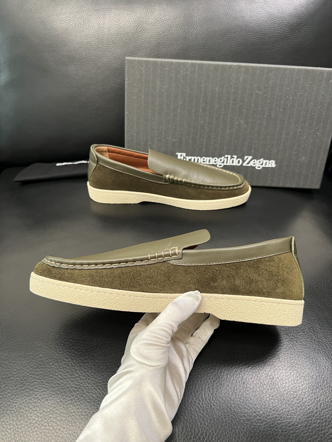 Zegna 高品质 顶级工艺品 杰尼亚 专柜新款原厂配置，意大利进口牛皮面料，进口牛里垫，透气舒适，鞋底