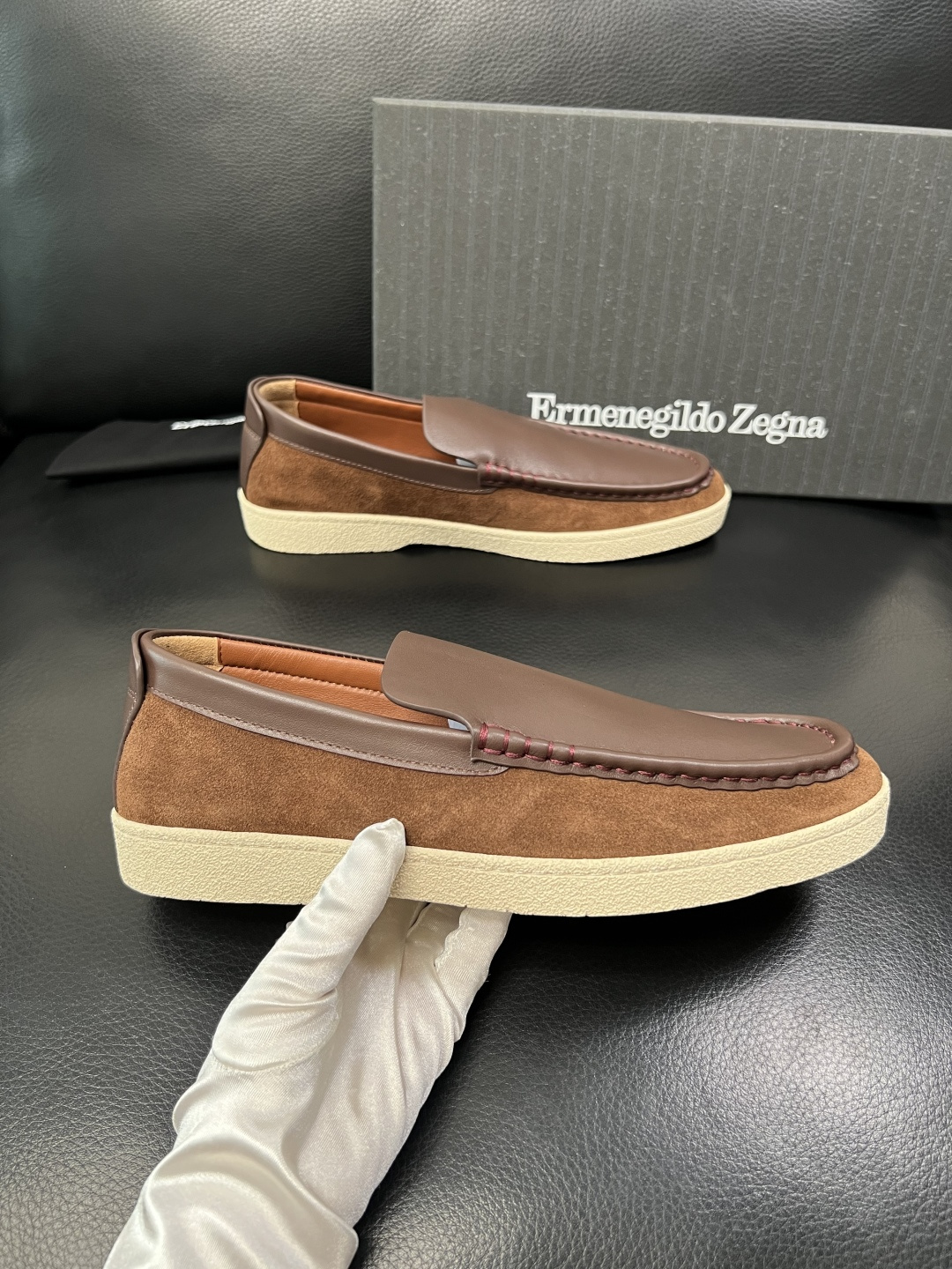 Zegna 高品质 顶级工艺品 杰尼亚 专柜新款原厂配置，意大利进口牛皮面料，进口牛里垫，透气舒适，鞋底