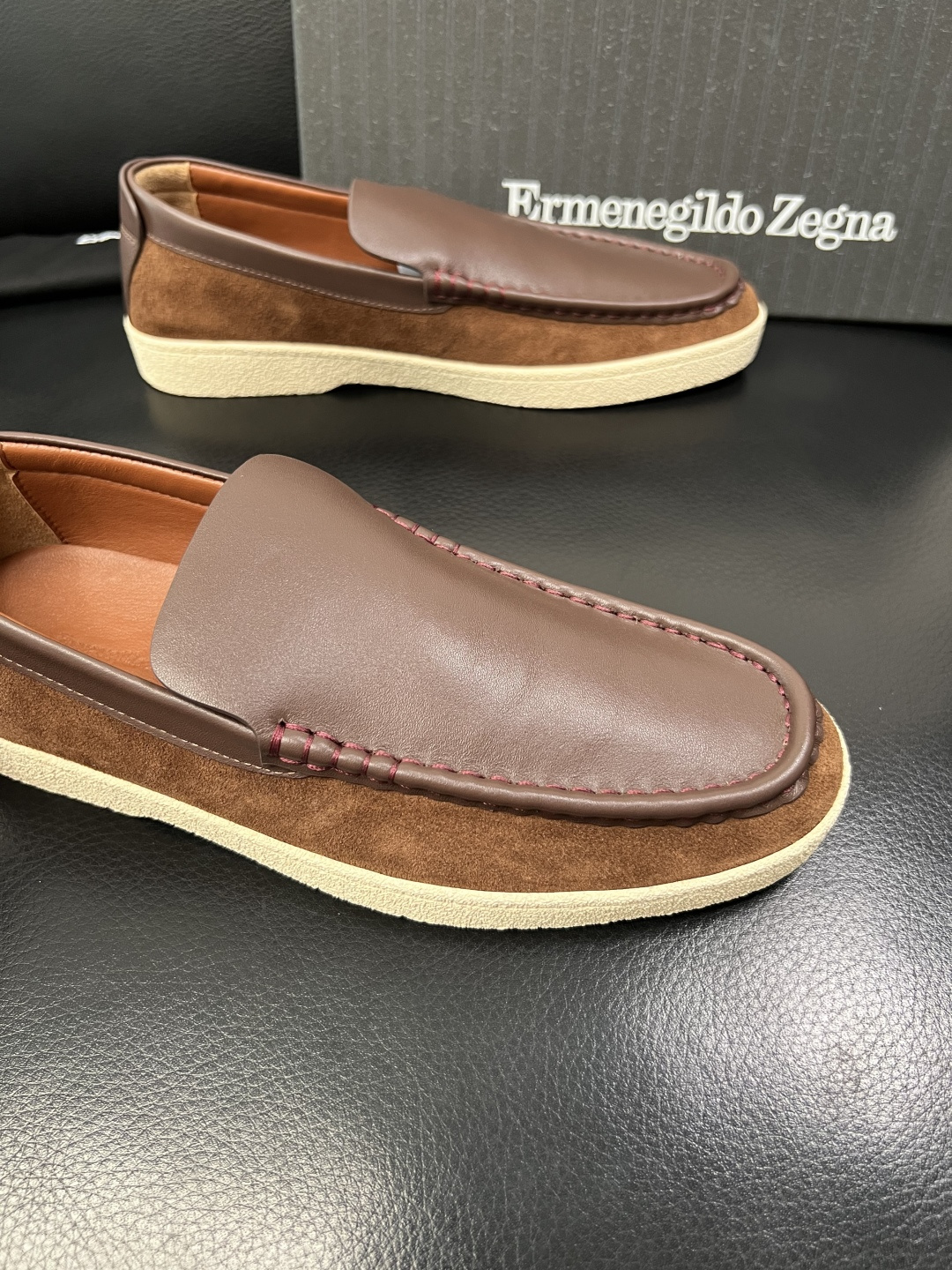 Zegna 高品质 顶级工艺品 杰尼亚 专柜新款原厂配置，意大利进口牛皮面料，进口牛里垫，透气舒适，鞋底