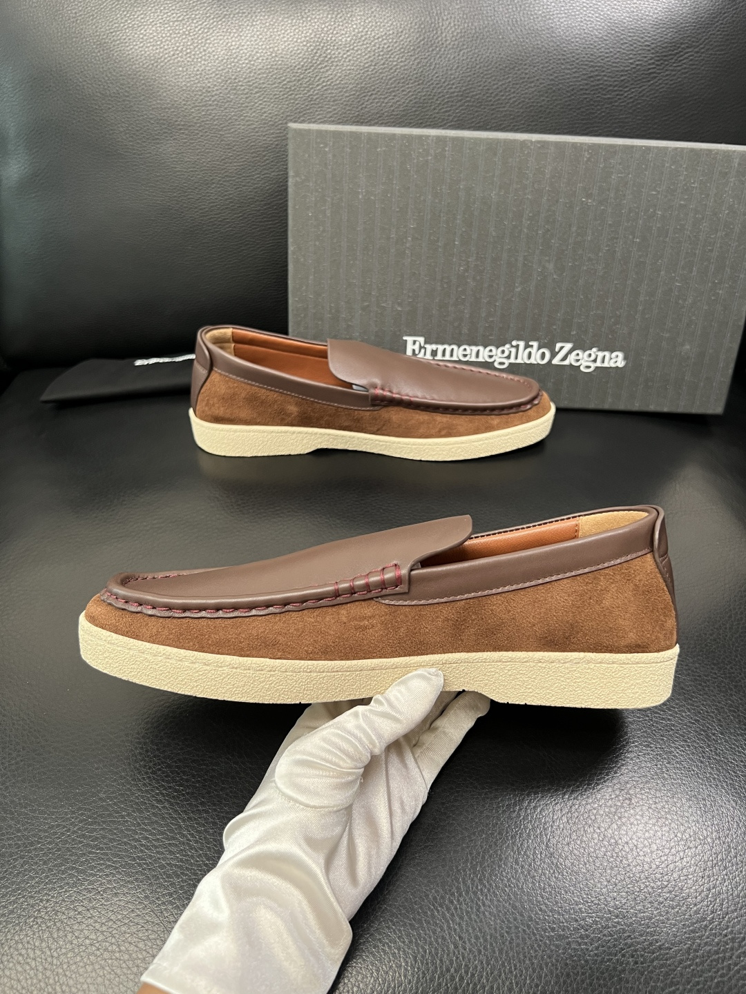 Zegna 高品质 顶级工艺品 杰尼亚 专柜新款原厂配置，意大利进口牛皮面料，进口牛里垫，透气舒适，鞋底