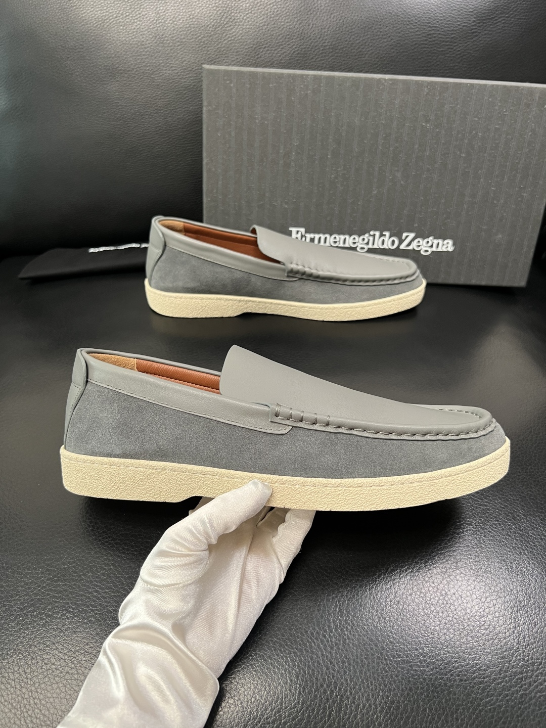 Zegna 高品质 顶级工艺品 杰尼亚 专柜新款原厂配置，意大利进口牛皮面料，进口牛里垫，透气舒适，鞋底