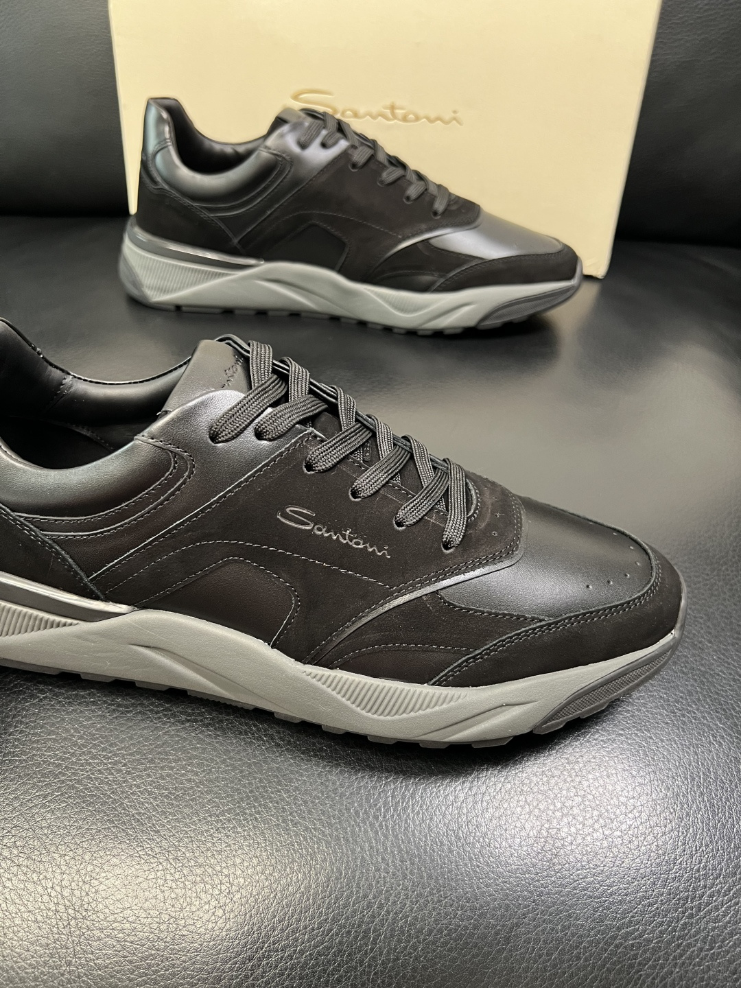 ⚠️只换码不退⚠️ Santoni 高品质 圣东尼 顶级工艺品 专柜新品同步，鞋面意大利进口牛皮拼布面料