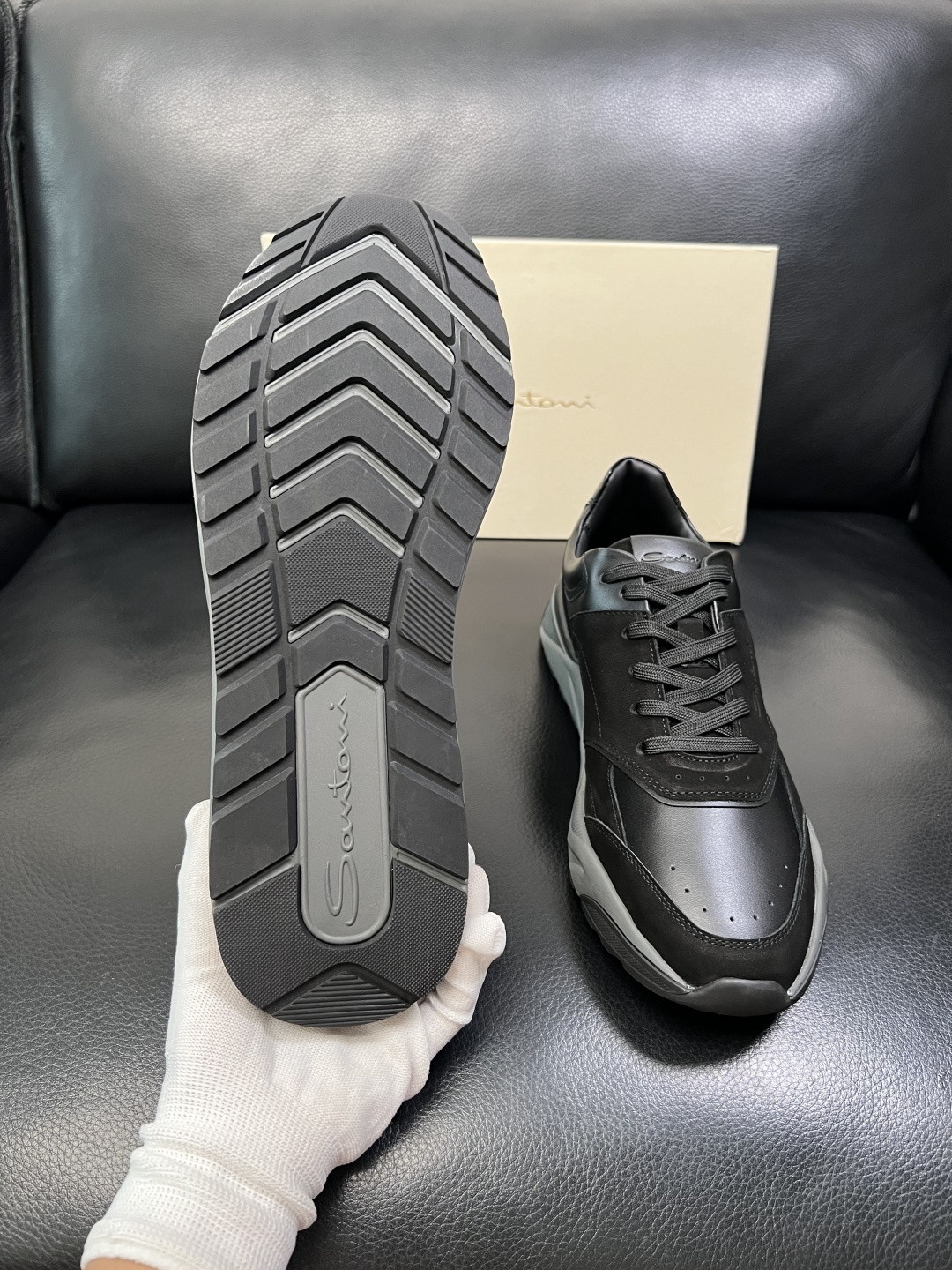 ⚠️只换码不退⚠️ Santoni 高品质 圣东尼 顶级工艺品 专柜新品同步，鞋面意大利进口牛皮拼布面料