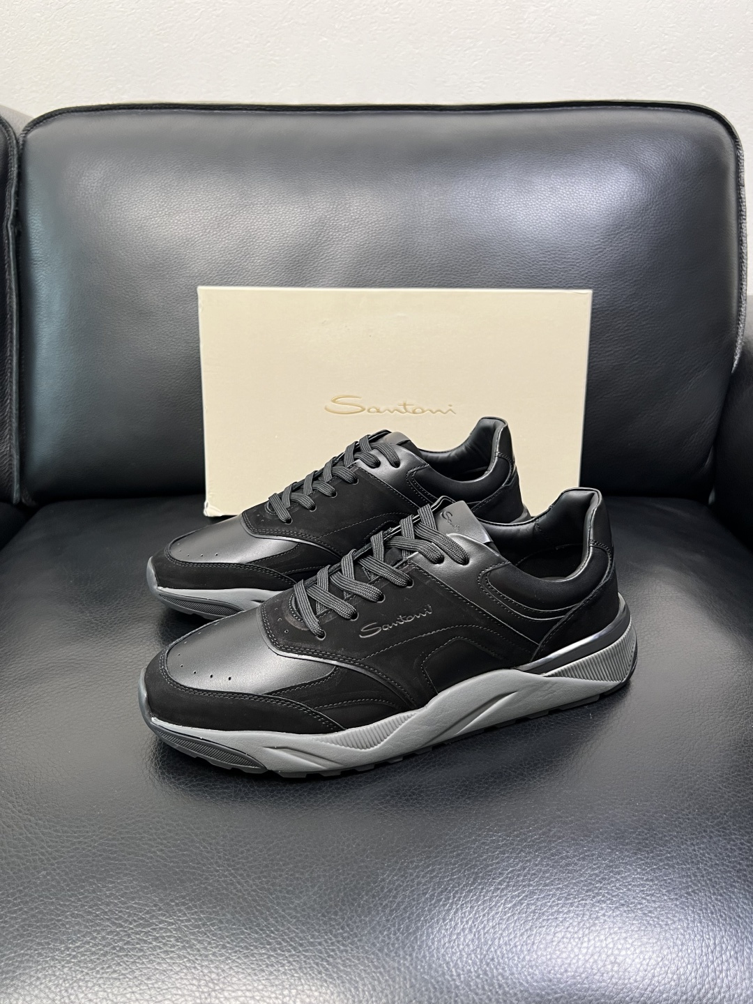 ⚠️只换码不退⚠️ Santoni 高品质 圣东尼 顶级工艺品 专柜新品同步，鞋面意大利进口牛皮拼布面料