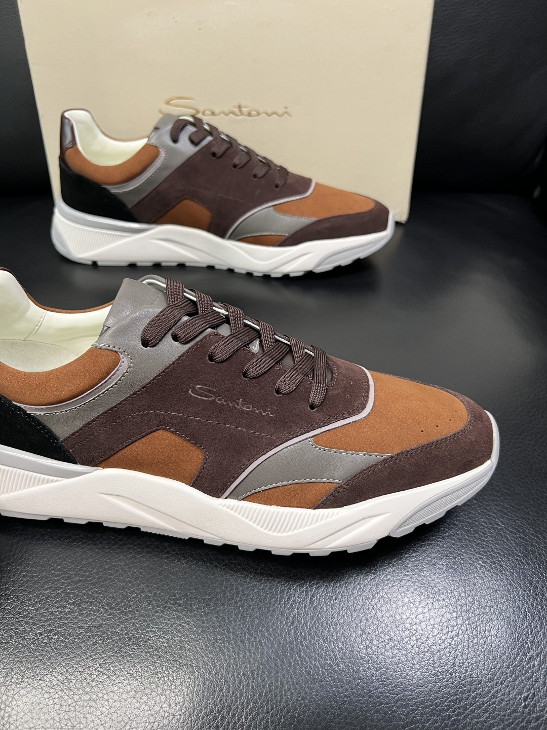 ⚠️只换码不退⚠️ Santoni 高品质 圣东尼 顶级工艺品 专柜新品同步，鞋面意大利进口牛皮拼布面料