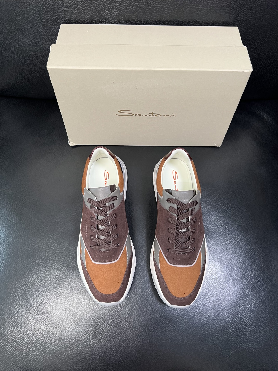 ⚠️只换码不退⚠️ Santoni 高品质 圣东尼 顶级工艺品 专柜新品同步，鞋面意大利进口牛皮拼布面料