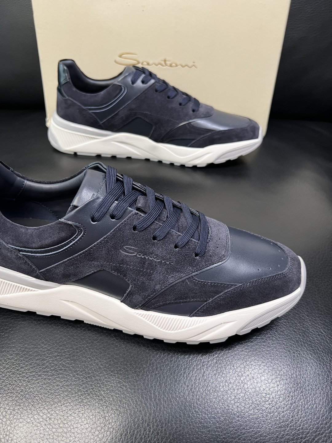 ⚠️只换码不退⚠️ Santoni 高品质 圣东尼 顶级工艺品 专柜新品同步，鞋面意大利进口牛皮拼布面料