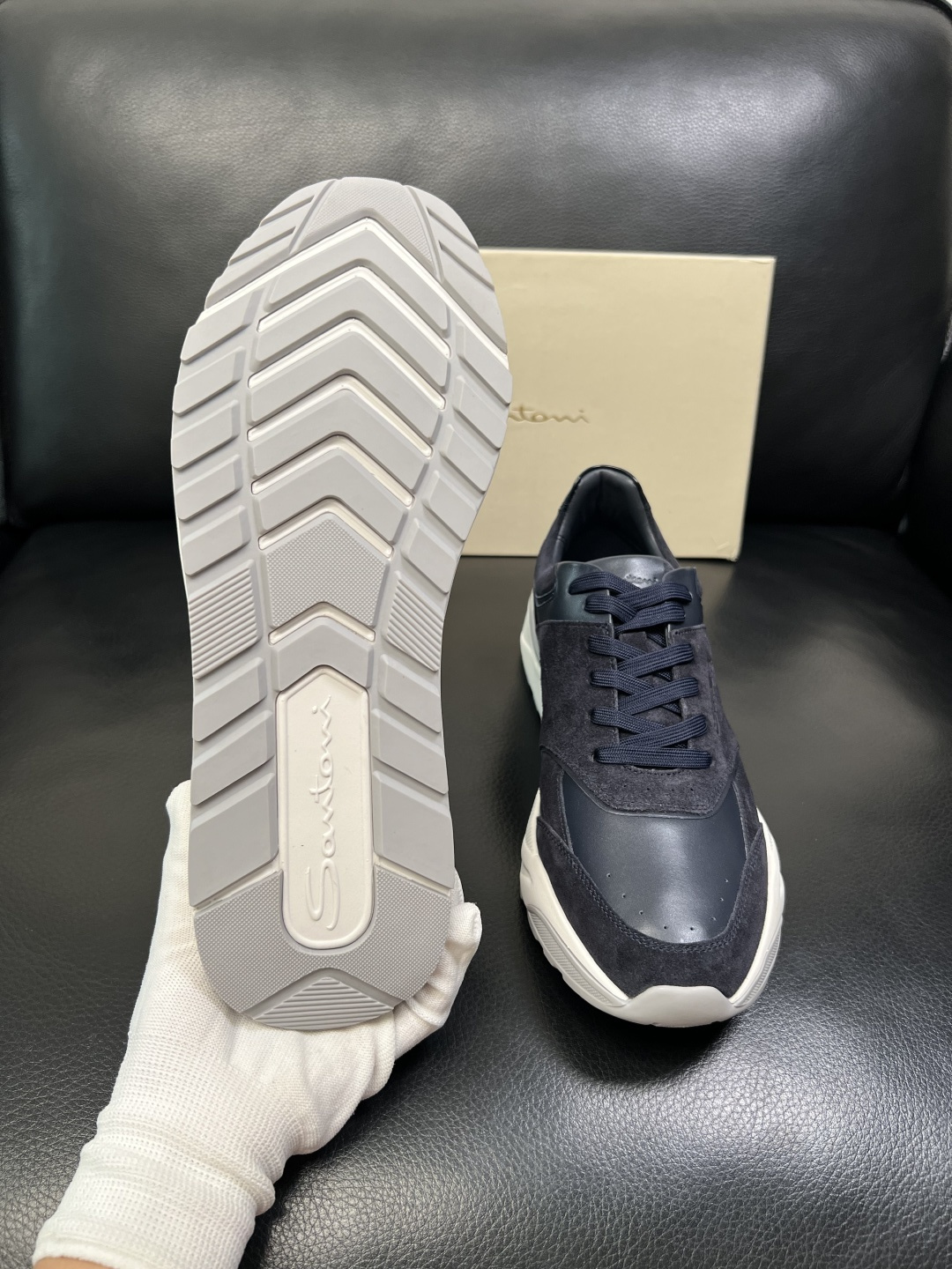 ⚠️只换码不退⚠️ Santoni 高品质 圣东尼 顶级工艺品 专柜新品同步，鞋面意大利进口牛皮拼布面料
