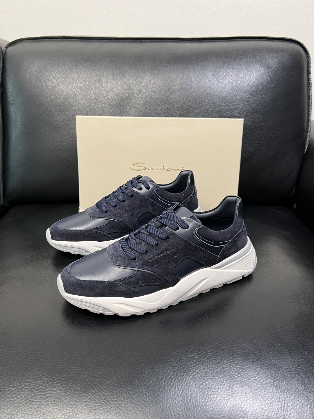 ⚠️只换码不退⚠️ Santoni 高品质 圣东尼 顶级工艺品 专柜新品同步，鞋面意大利进口牛皮拼布面料