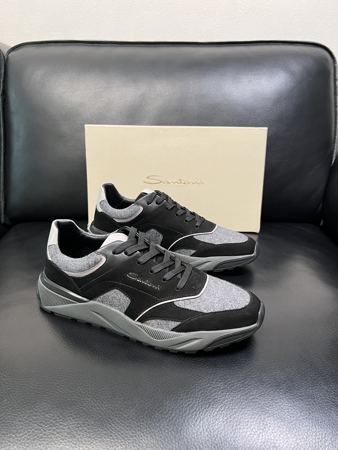 ⚠️只换码不退⚠️ Santoni 高品质 圣东尼 顶级工艺品 专柜新品同步，鞋面意大利进口牛皮拼布面料