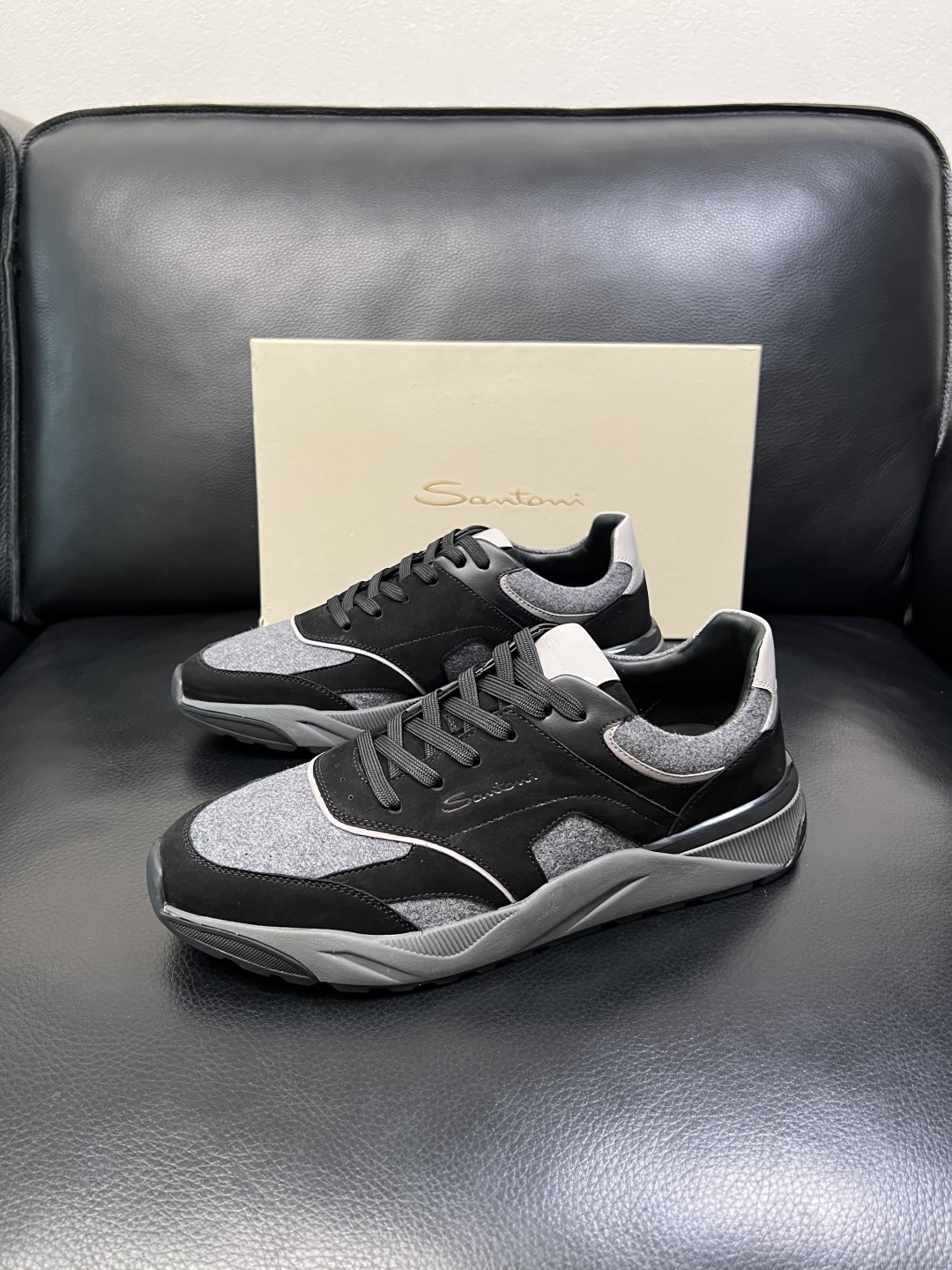 ⚠️只换码不退⚠️ Santoni 高品质 圣东尼 顶级工艺品 专柜新品同步，鞋面意大利进口牛皮拼布面料