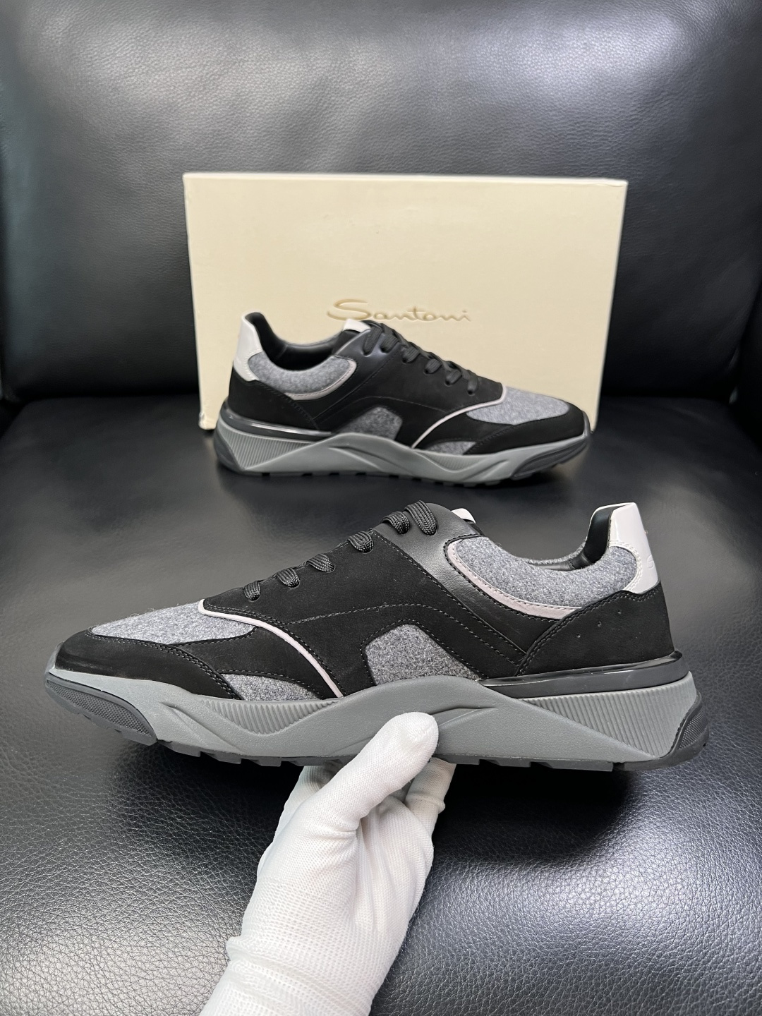 ⚠️只换码不退⚠️ Santoni 高品质 圣东尼 顶级工艺品 专柜新品同步，鞋面意大利进口牛皮拼布面料