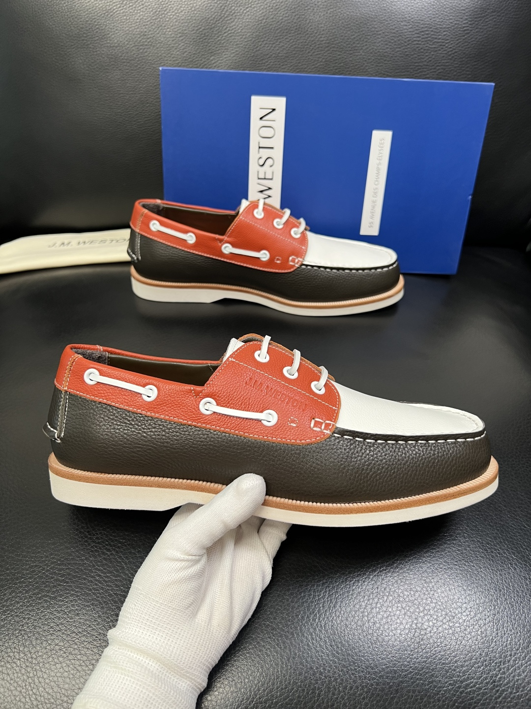 ⚠️只换码不退⚠️ J.M.WESTON 高品质 顶级工艺品 专柜新品同步，鞋面意大利进口牛皮拼布面料，