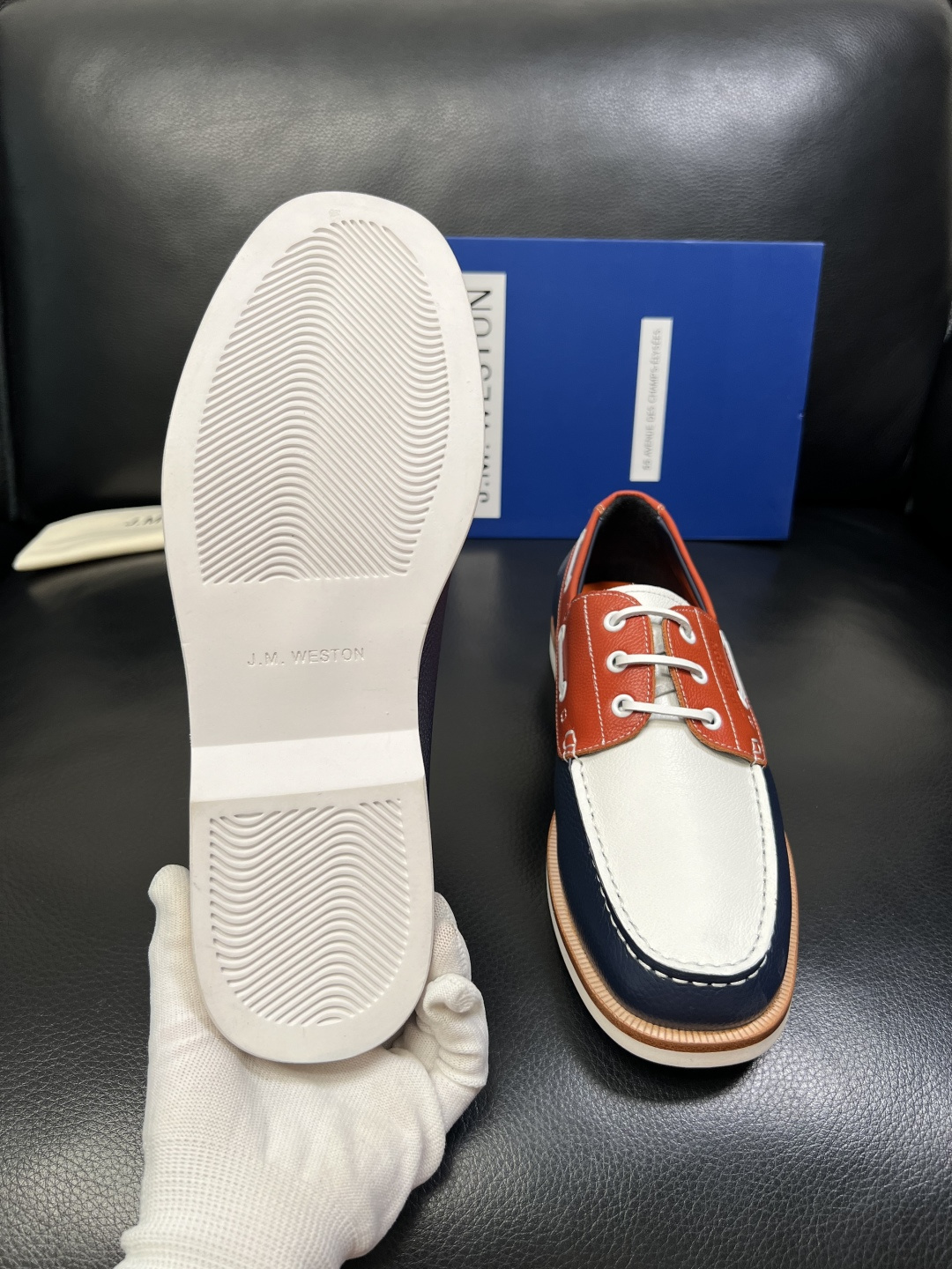 ⚠️只换码不退⚠️ J.M.WESTON 高品质 顶级工艺品 专柜新品同步，鞋面意大利进口牛皮拼布面料，