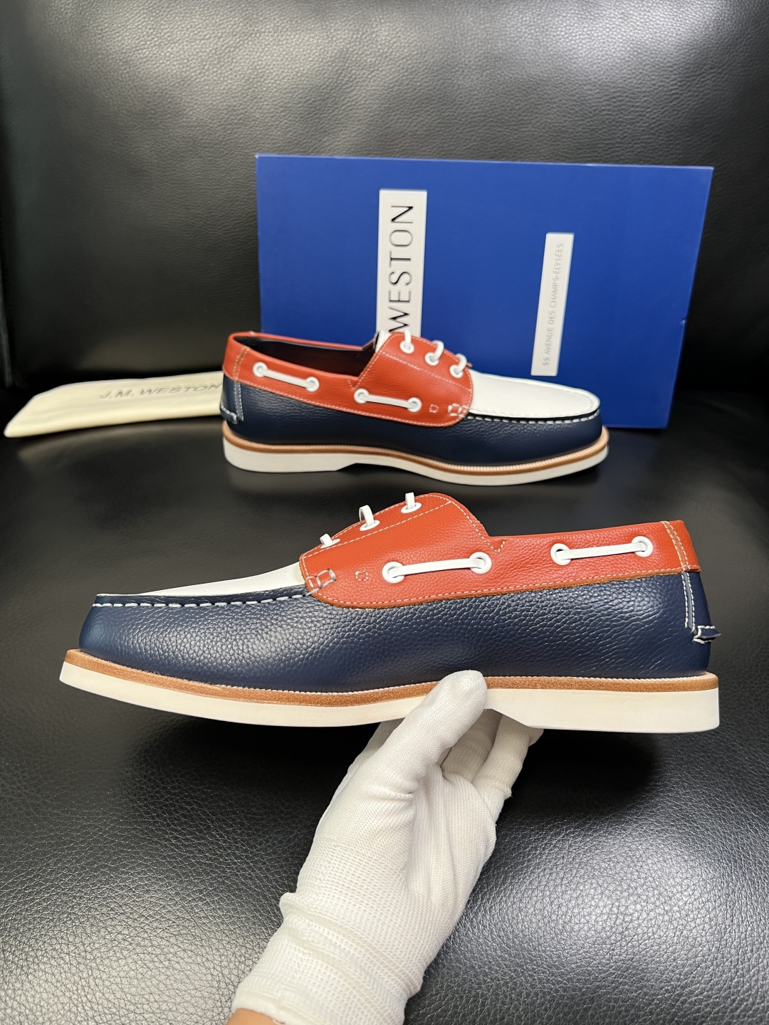 ⚠️只换码不退⚠️ J.M.WESTON 高品质 顶级工艺品 专柜新品同步，鞋面意大利进口牛皮拼布面料，