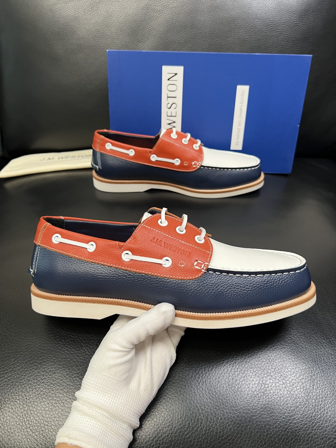 ⚠️只换码不退⚠️ J.M.WESTON 高品质 顶级工艺品 专柜新品同步，鞋面意大利进口牛皮拼布面料，