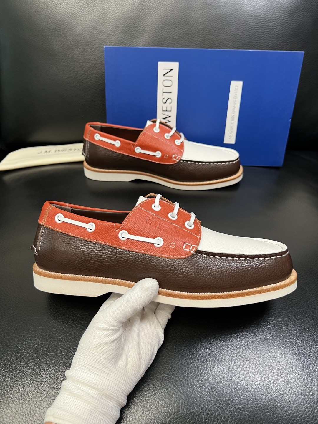 ⚠️只换码不退⚠️ J.M.WESTON 高品质 顶级工艺品 专柜新品同步，鞋面意大利进口牛皮拼布面料，
