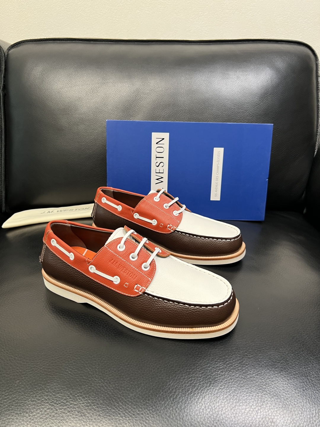 ⚠️只换码不退⚠️ J.M.WESTON 高品质 顶级工艺品 专柜新品同步，鞋面意大利进口牛皮拼布面料，