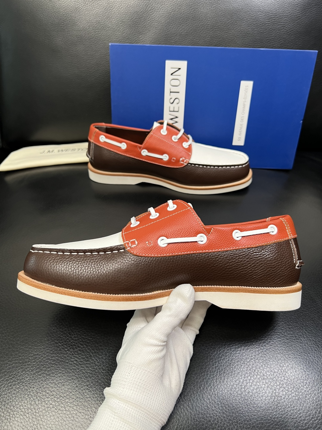 ⚠️只换码不退⚠️ J.M.WESTON 高品质 顶级工艺品 专柜新品同步，鞋面意大利进口牛皮拼布面料，