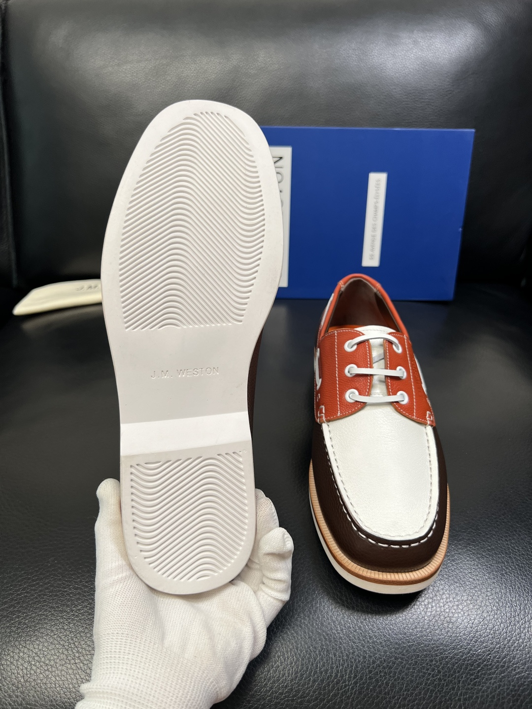 ⚠️只换码不退⚠️ J.M.WESTON 高品质 顶级工艺品 专柜新品同步，鞋面意大利进口牛皮拼布面料，