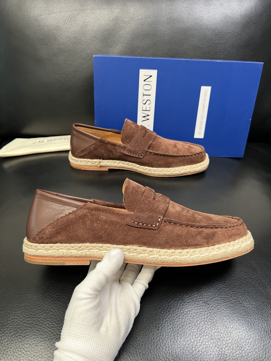 ⚠️只换码不退⚠️ J.M.WESTON 高品质 顶级工艺品 专柜新品同步，鞋面意大利进口牛皮拼布面料，