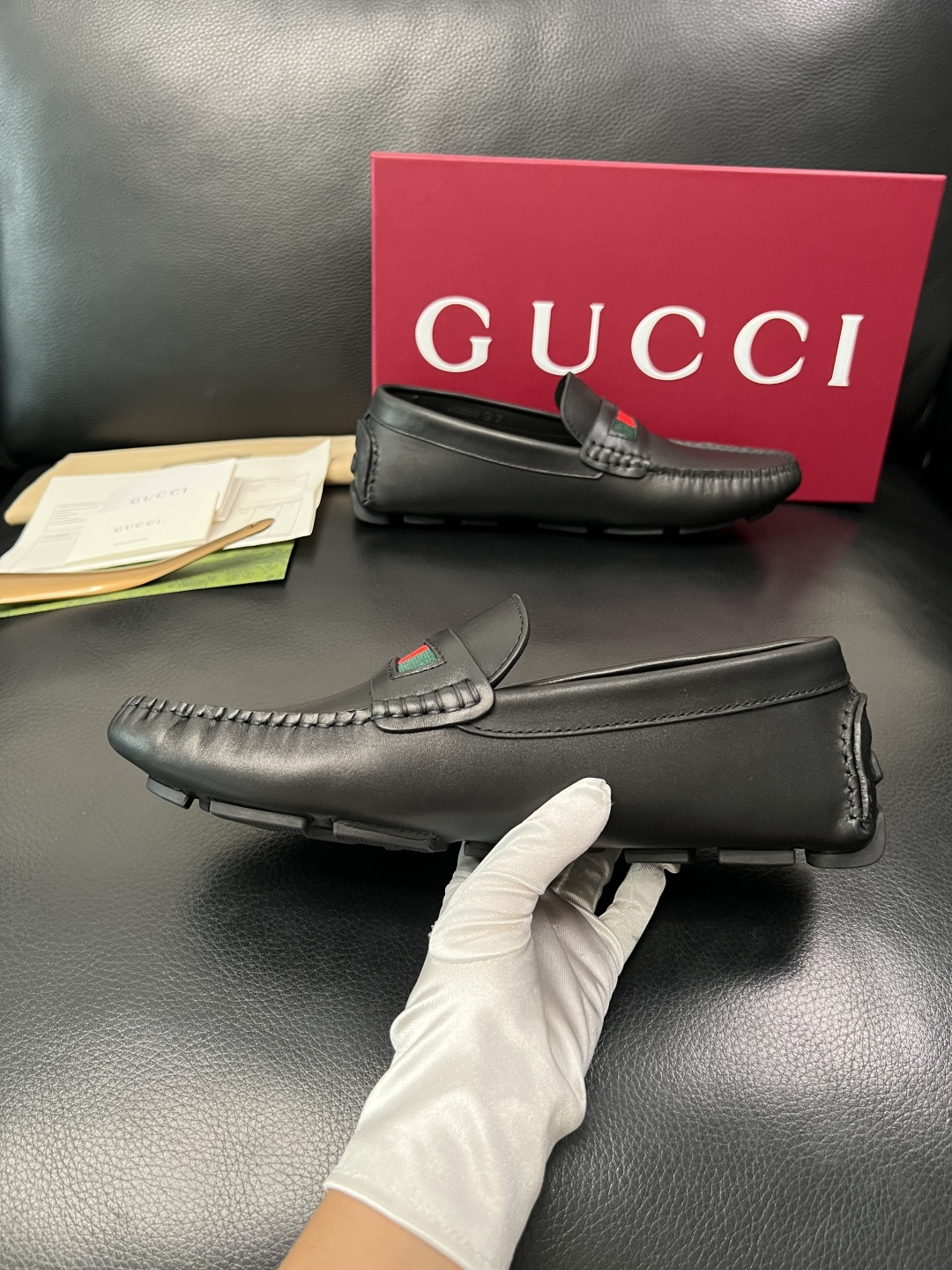 Gucci 高品质  顶级工艺品  古奇  豆豆鞋专柜经典款原厂配置，意大利进口牛皮面料，进口牛皮内里垫