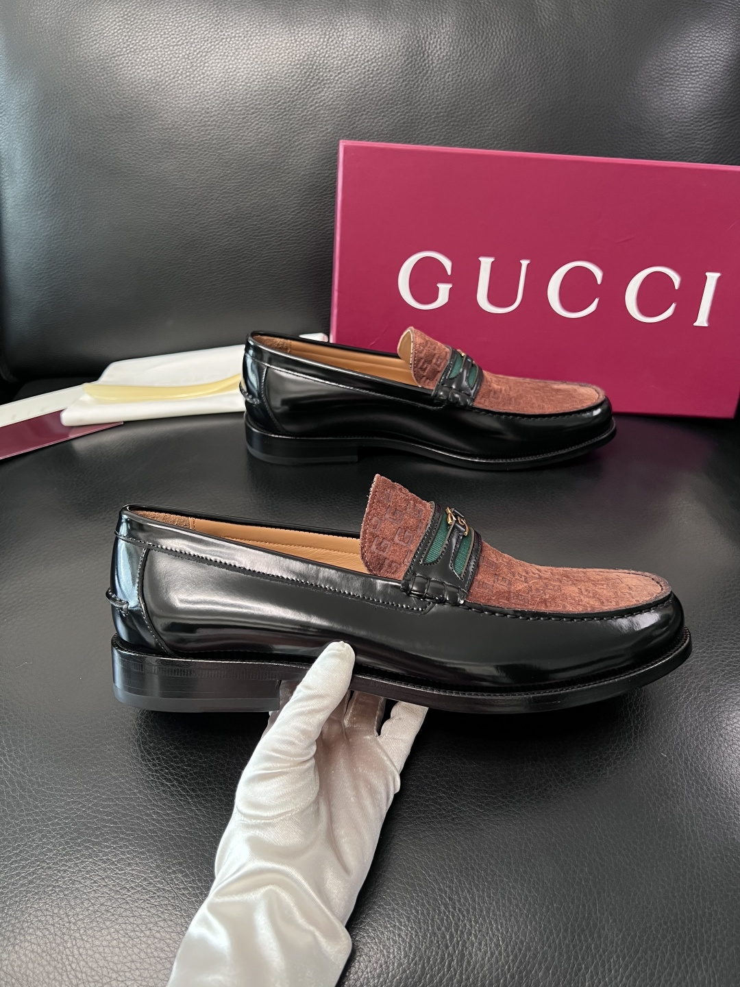 Gucci 高品质  顶级工艺品  古奇  皮高帮专柜新款原厂配置，意大利进口牛皮面料，进口牛皮内里垫，