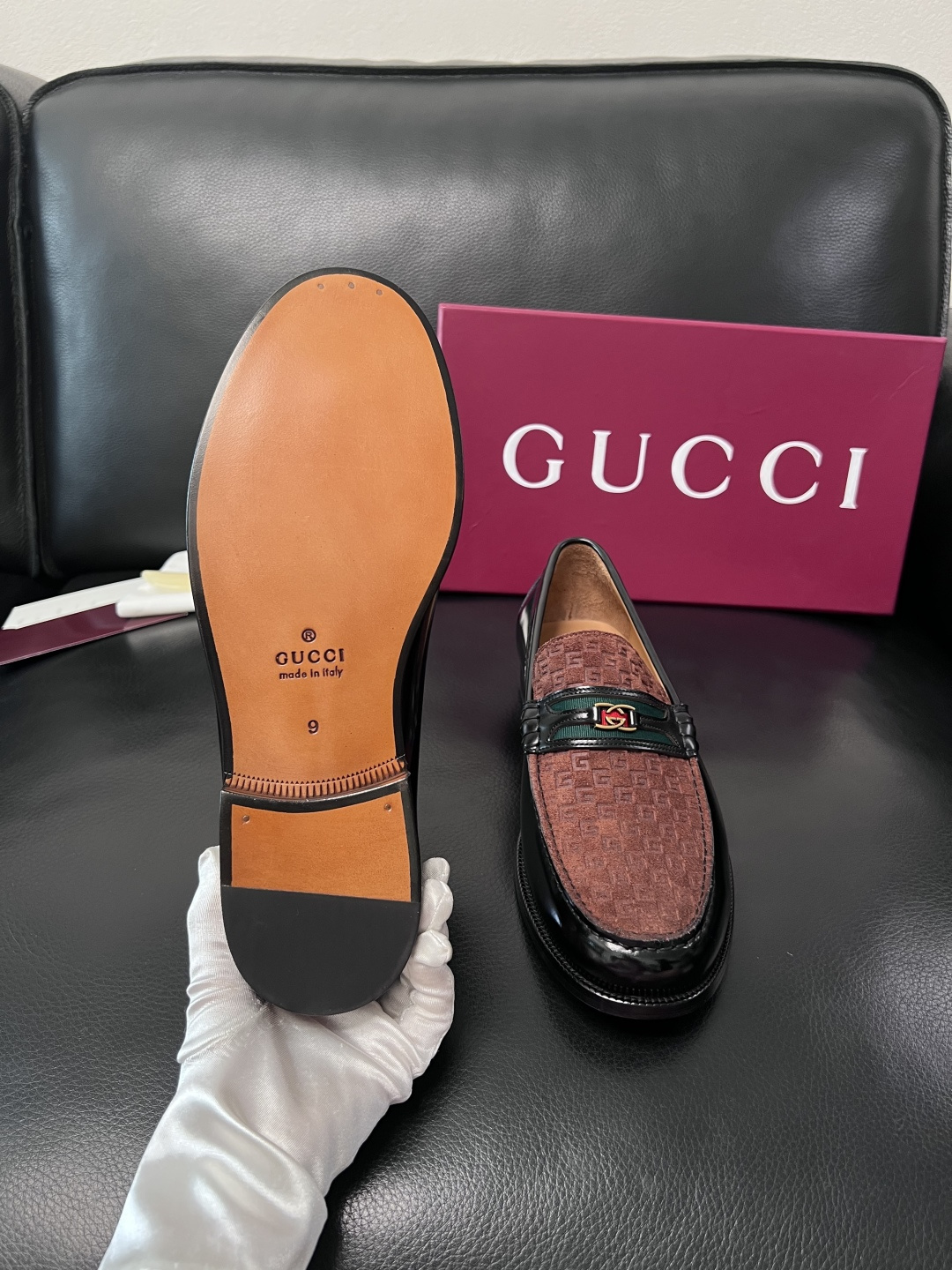 Gucci 高品质  顶级工艺品  古奇  皮高帮专柜新款原厂配置，意大利进口牛皮面料，进口牛皮内里垫，