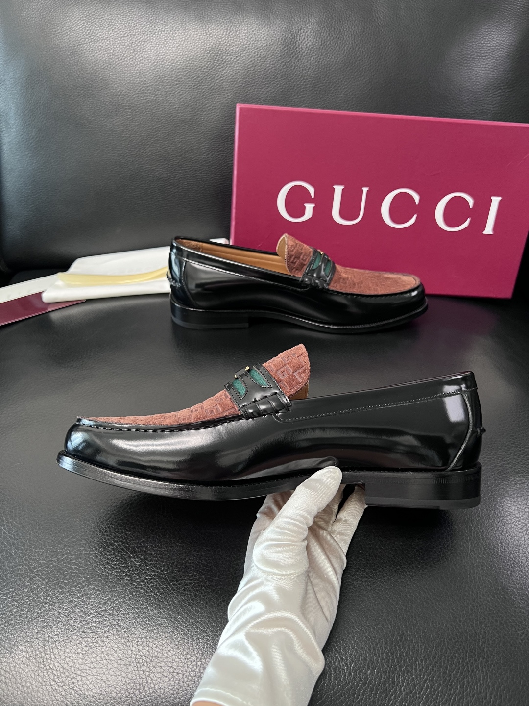 Gucci 高品质  顶级工艺品  古奇  皮高帮专柜新款原厂配置，意大利进口牛皮面料，进口牛皮内里垫，