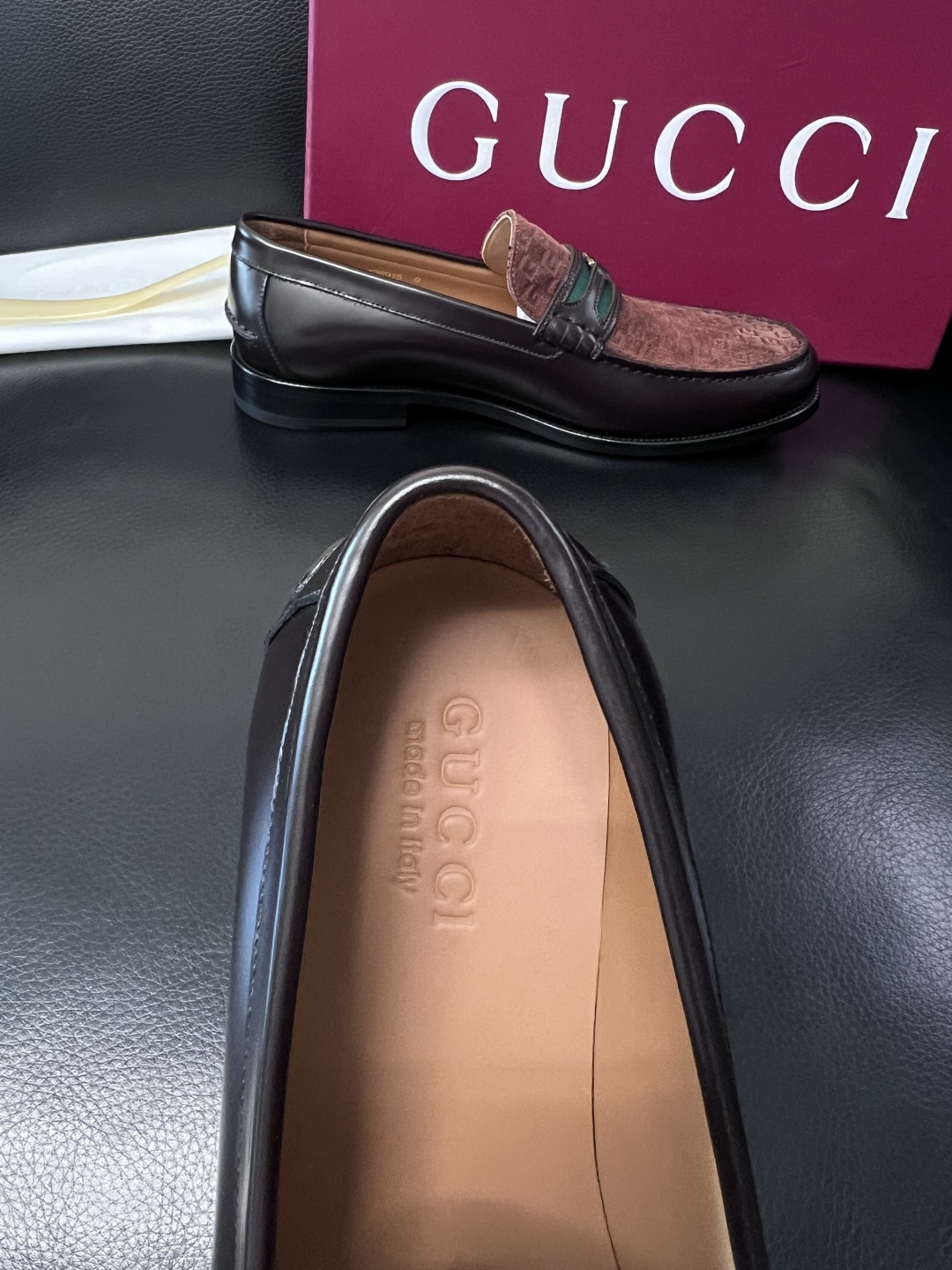 Gucci 高品质  顶级工艺品  古奇  皮高帮专柜新款原厂配置，意大利进口牛皮面料，进口牛皮内里垫，