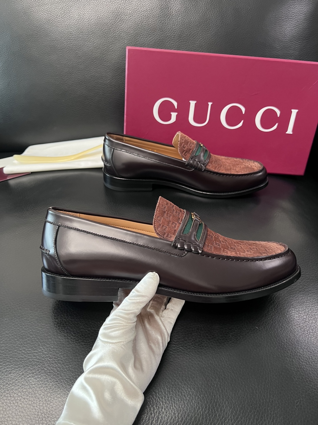 Gucci 高品质  顶级工艺品  古奇  皮高帮专柜新款原厂配置，意大利进口牛皮面料，进口牛皮内里垫，