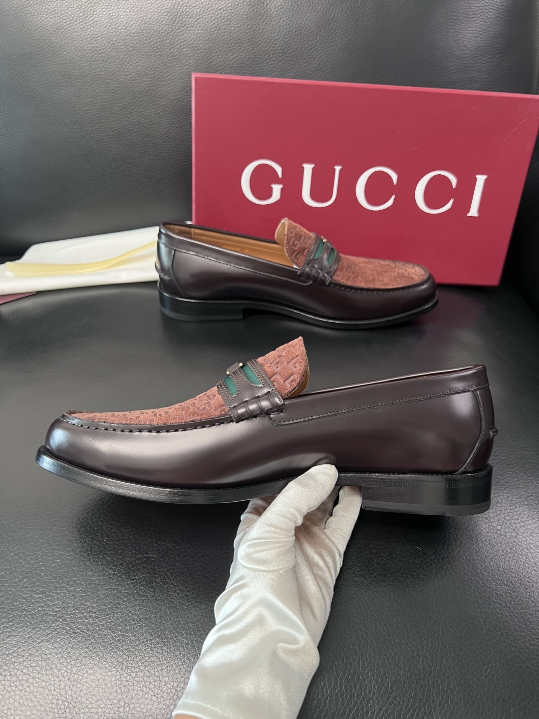 Gucci 高品质  顶级工艺品  古奇  皮高帮专柜新款原厂配置，意大利进口牛皮面料，进口牛皮内里垫，