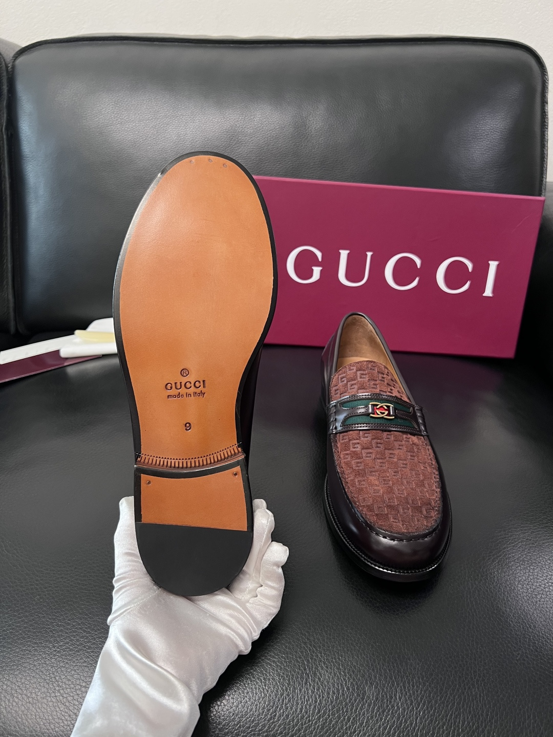 Gucci 高品质  顶级工艺品  古奇  皮高帮专柜新款原厂配置，意大利进口牛皮面料，进口牛皮内里垫，