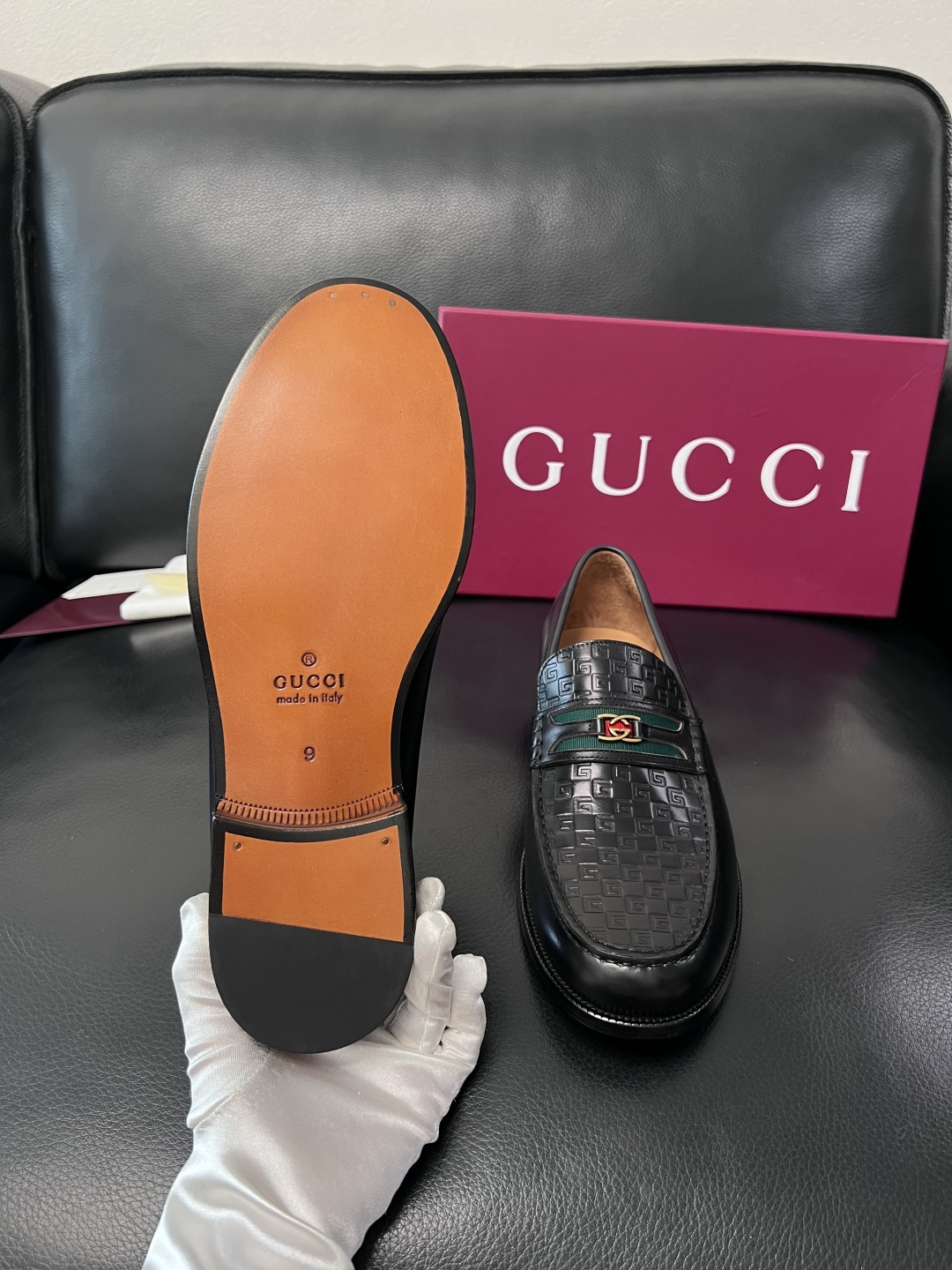 Gucci 高品质  顶级工艺品  古奇  皮高帮专柜新款原厂配置，意大利进口牛皮面料，进口牛皮内里垫，