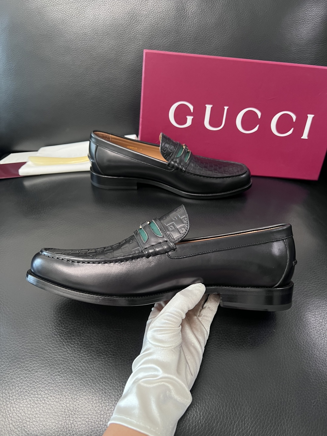 Gucci 高品质  顶级工艺品  古奇  皮高帮专柜新款原厂配置，意大利进口牛皮面料，进口牛皮内里垫，